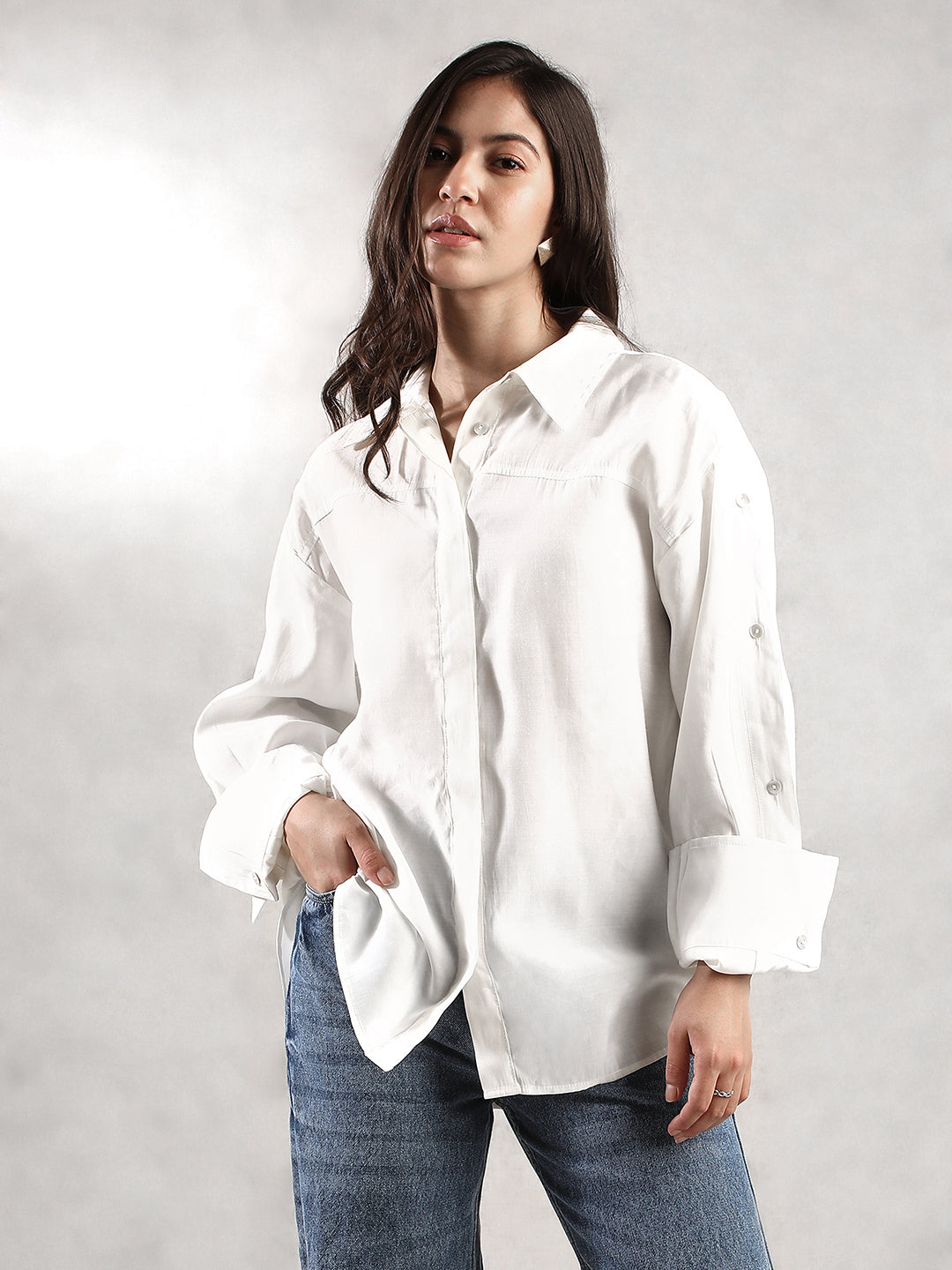 Women Cream Comfort Fit Shirt