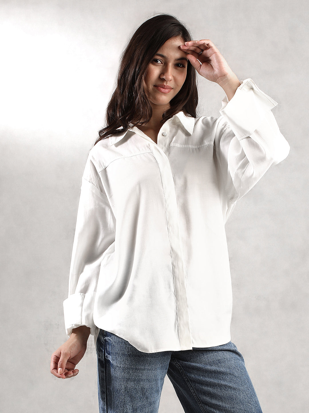 Women Cream Comfort Fit Shirt