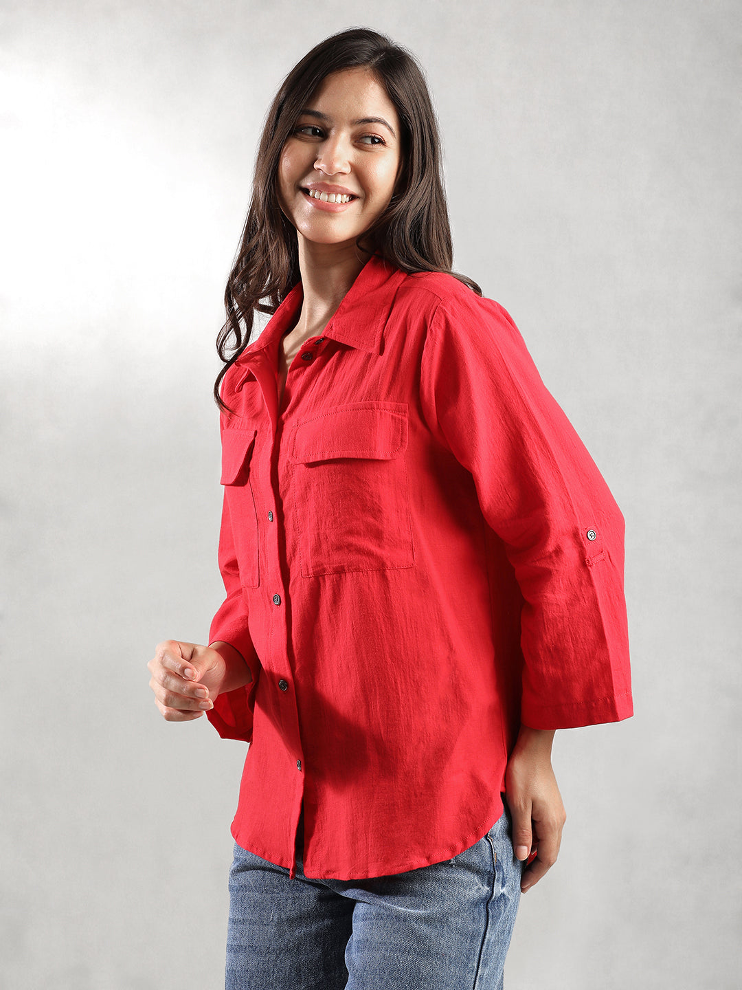 Women Red Comfort Fit Shirt