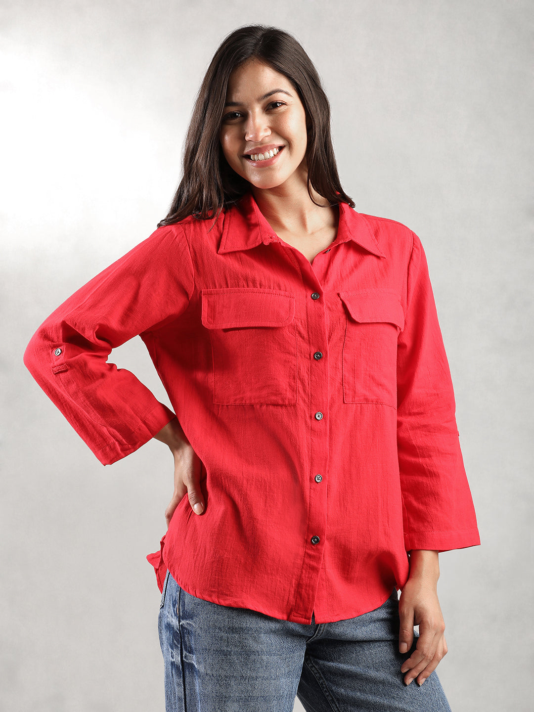 Women Red Comfort Fit Shirt