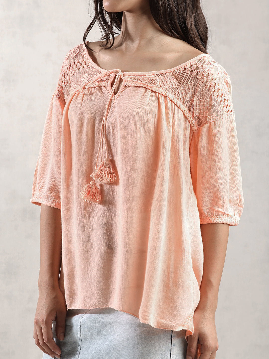 Women Peach Comfort Fit Top