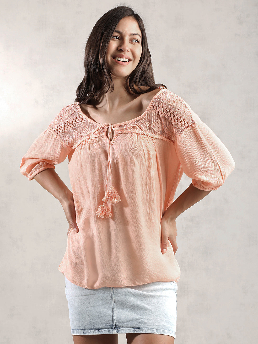 Women Peach Comfort Fit Top