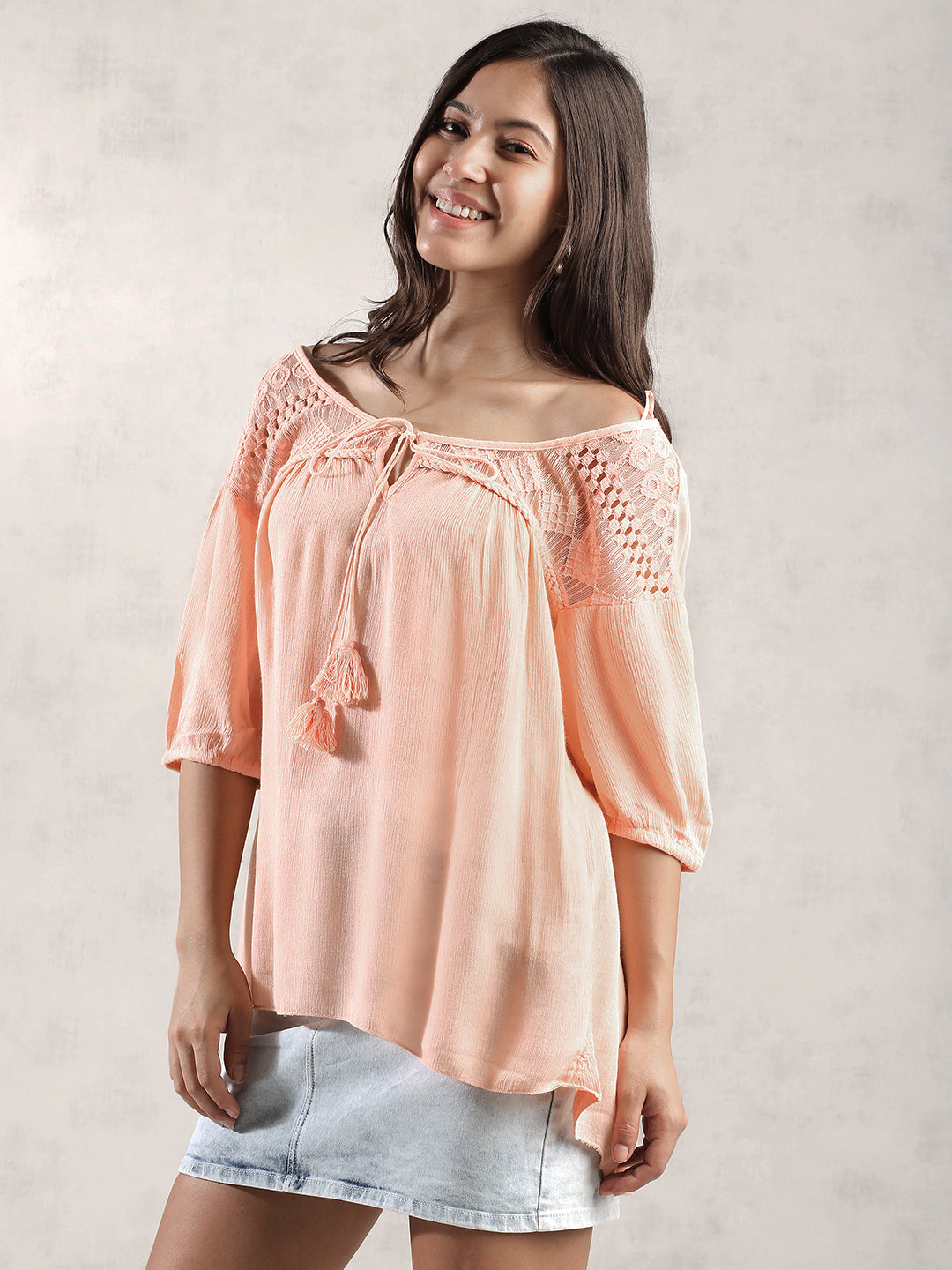 Women Peach Comfort Fit Top