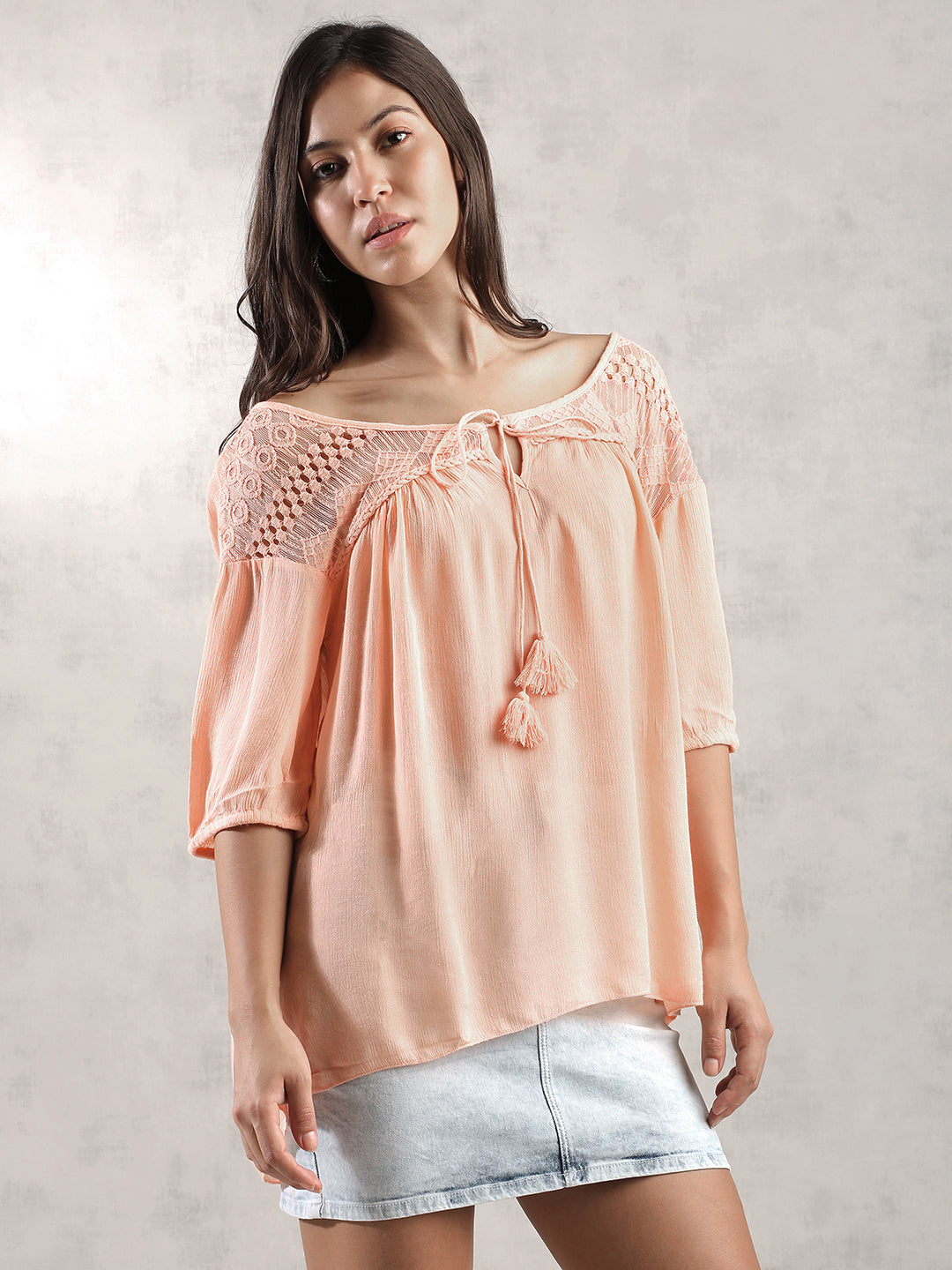 Women Peach Comfort Fit Top