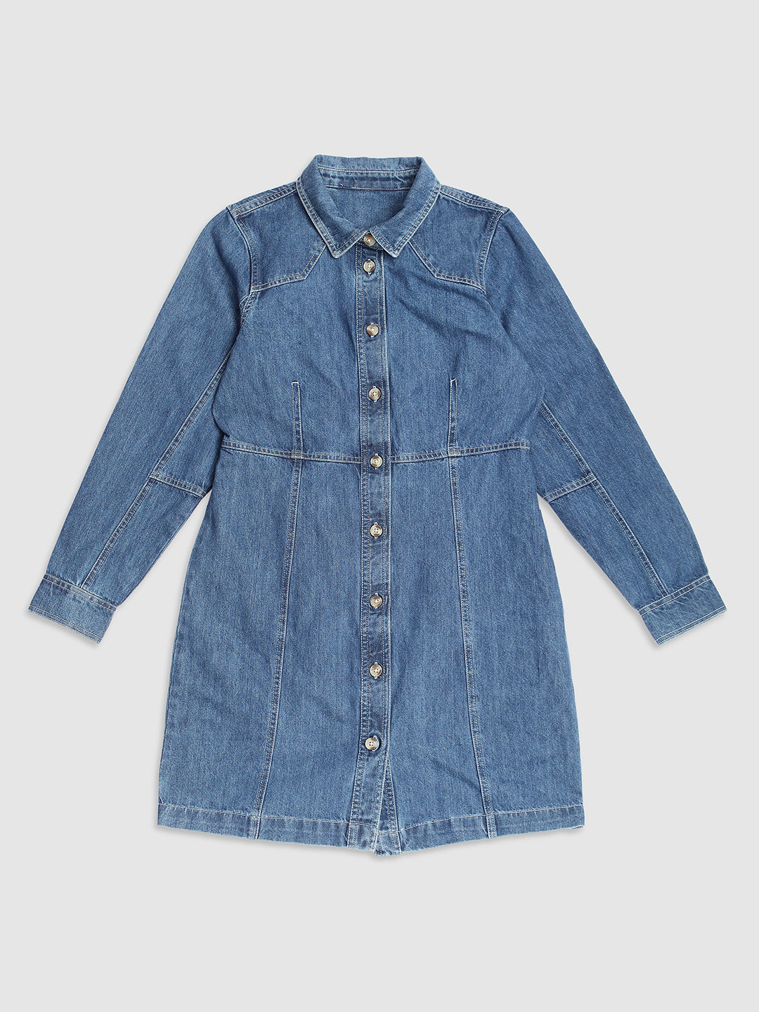 Women Full Sleeve Denim Shirt Dress