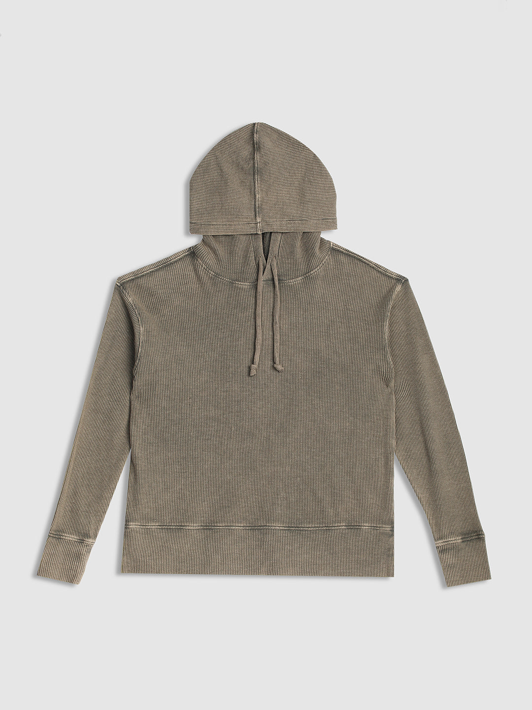 Women Olive Ribbed Hoodies