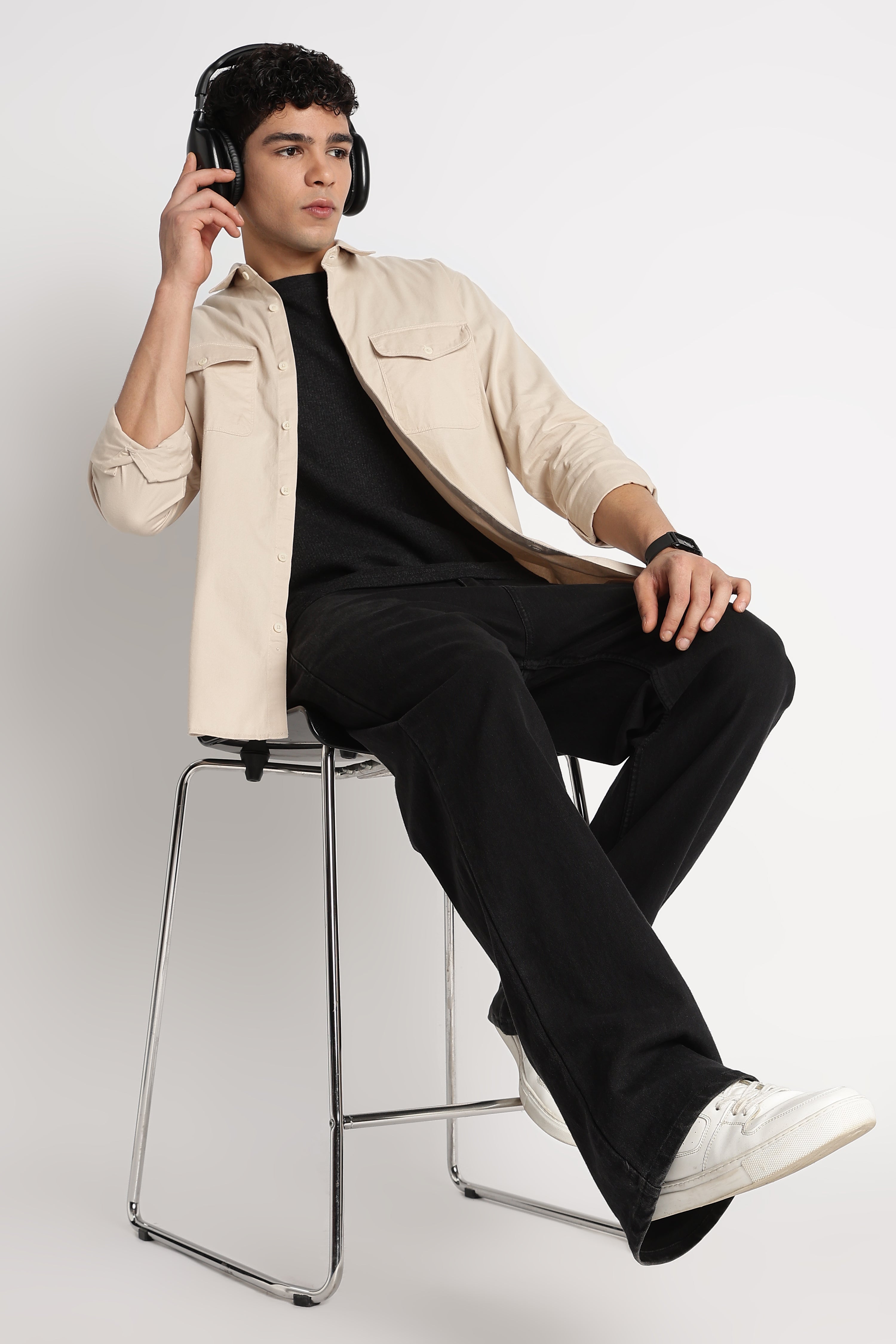 Men Solid Utility Casual Shirt