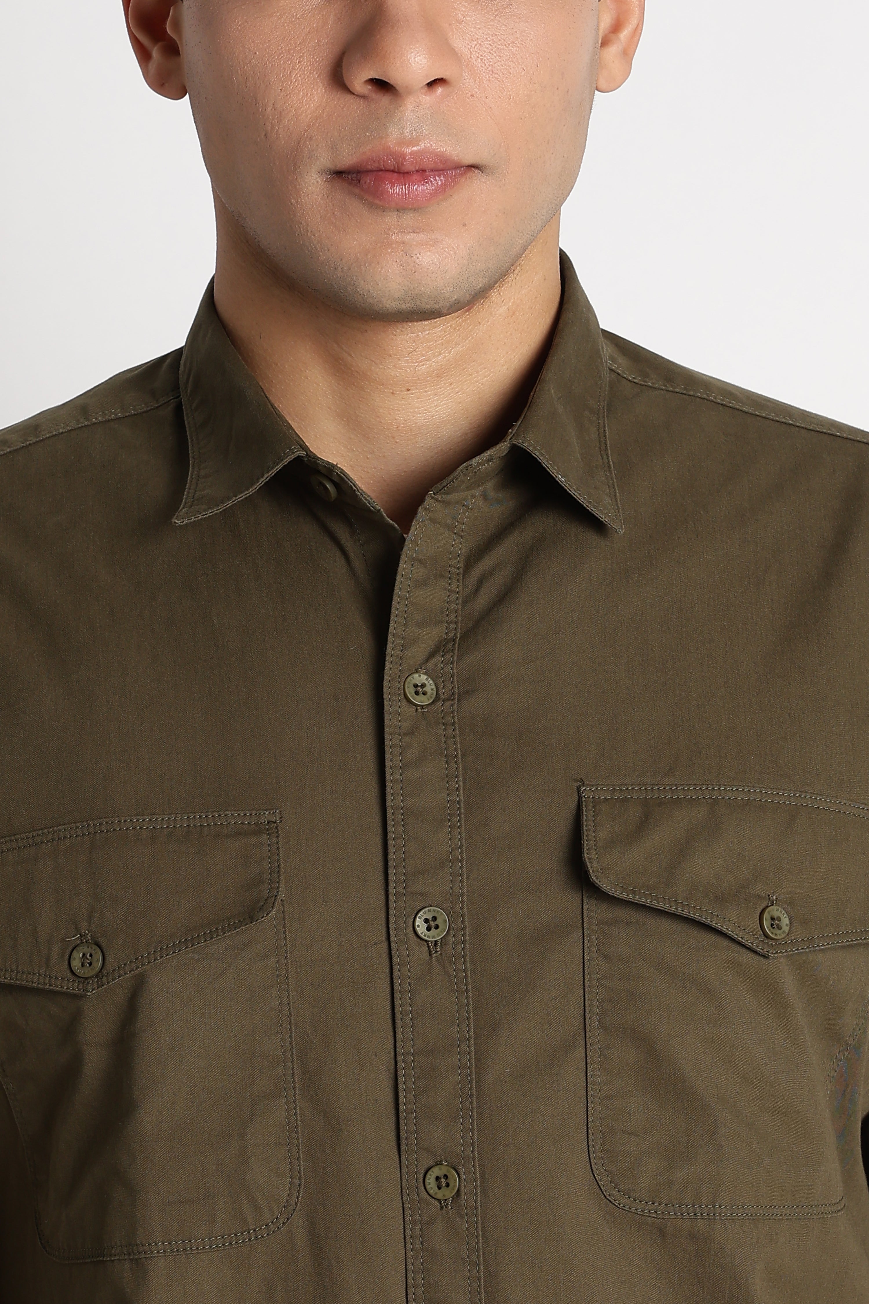 Men Solid Utility Casual Shirt