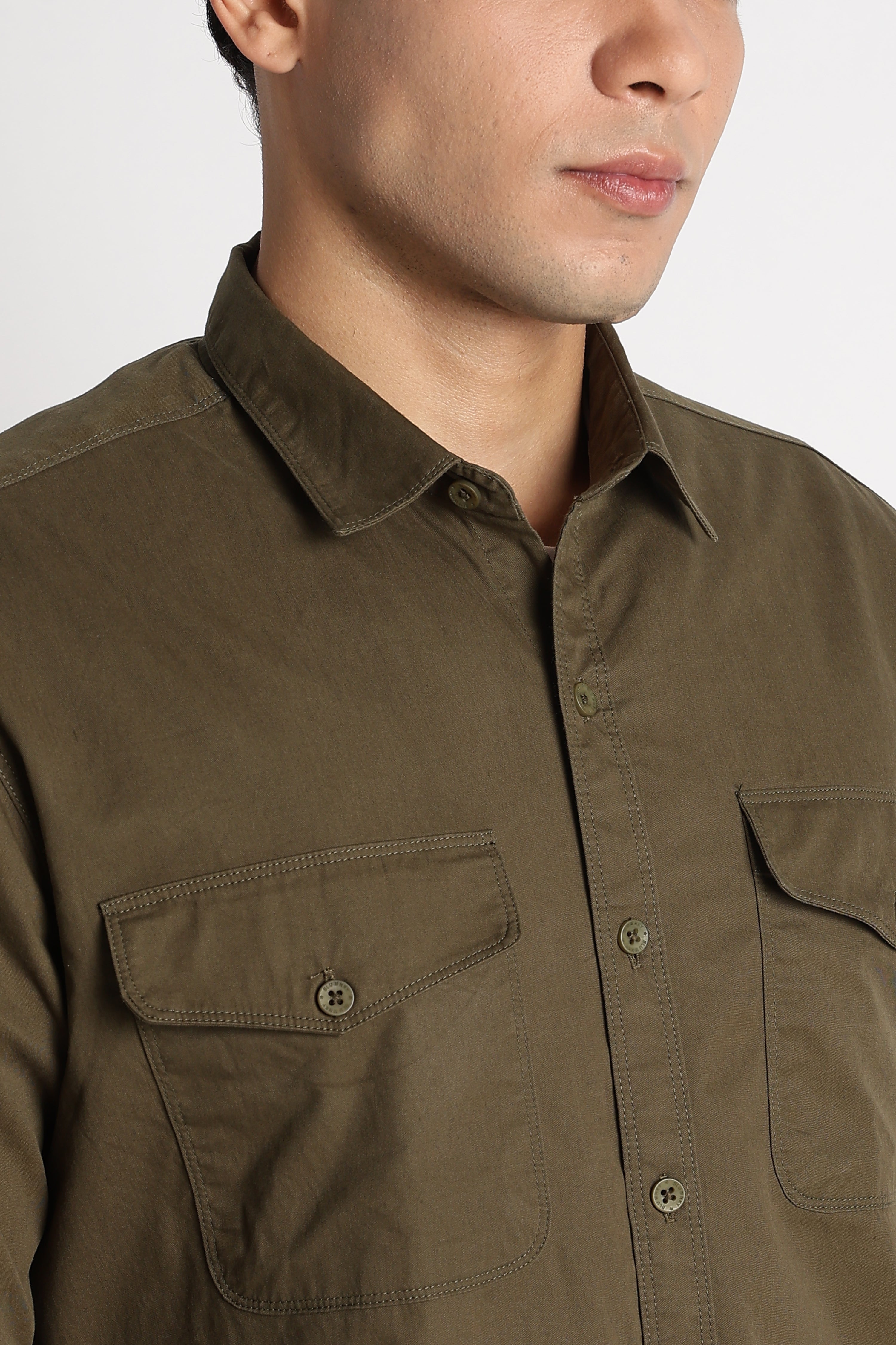 Men Solid Utility Casual Shirt