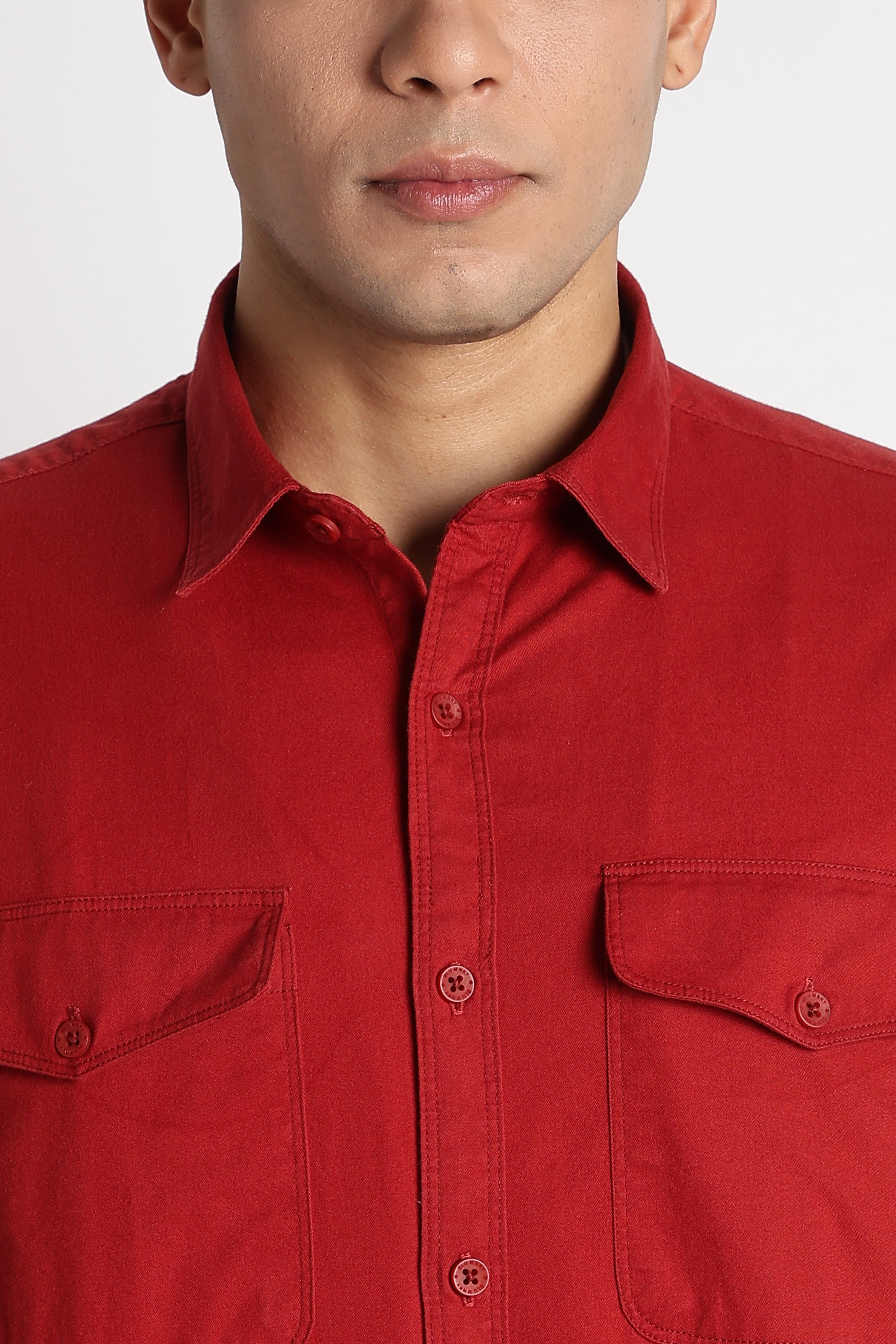 Men Solid Utility Casual Shirt