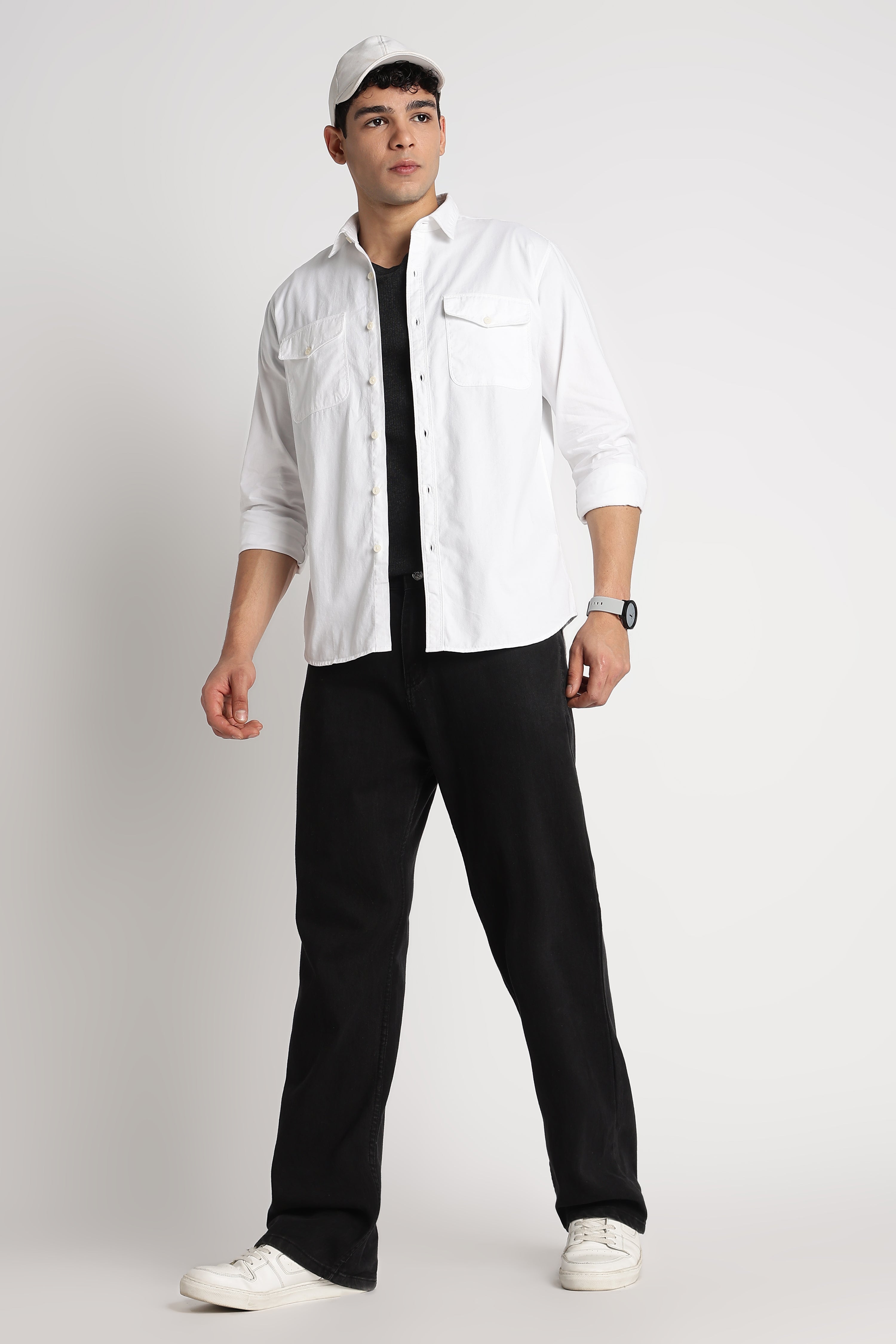 Men Solid Utility Casual Shirt