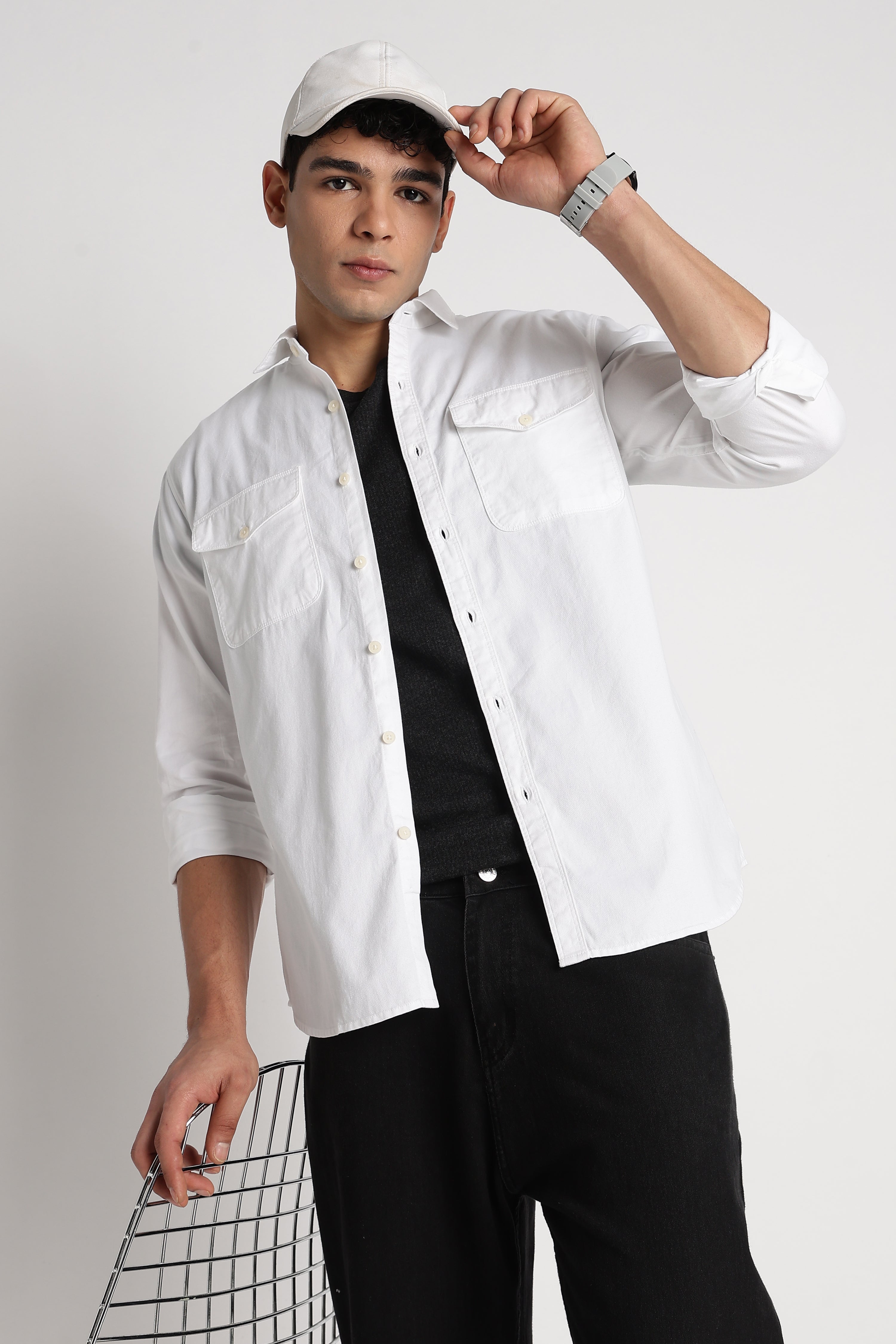 Men Solid Utility Casual Shirt