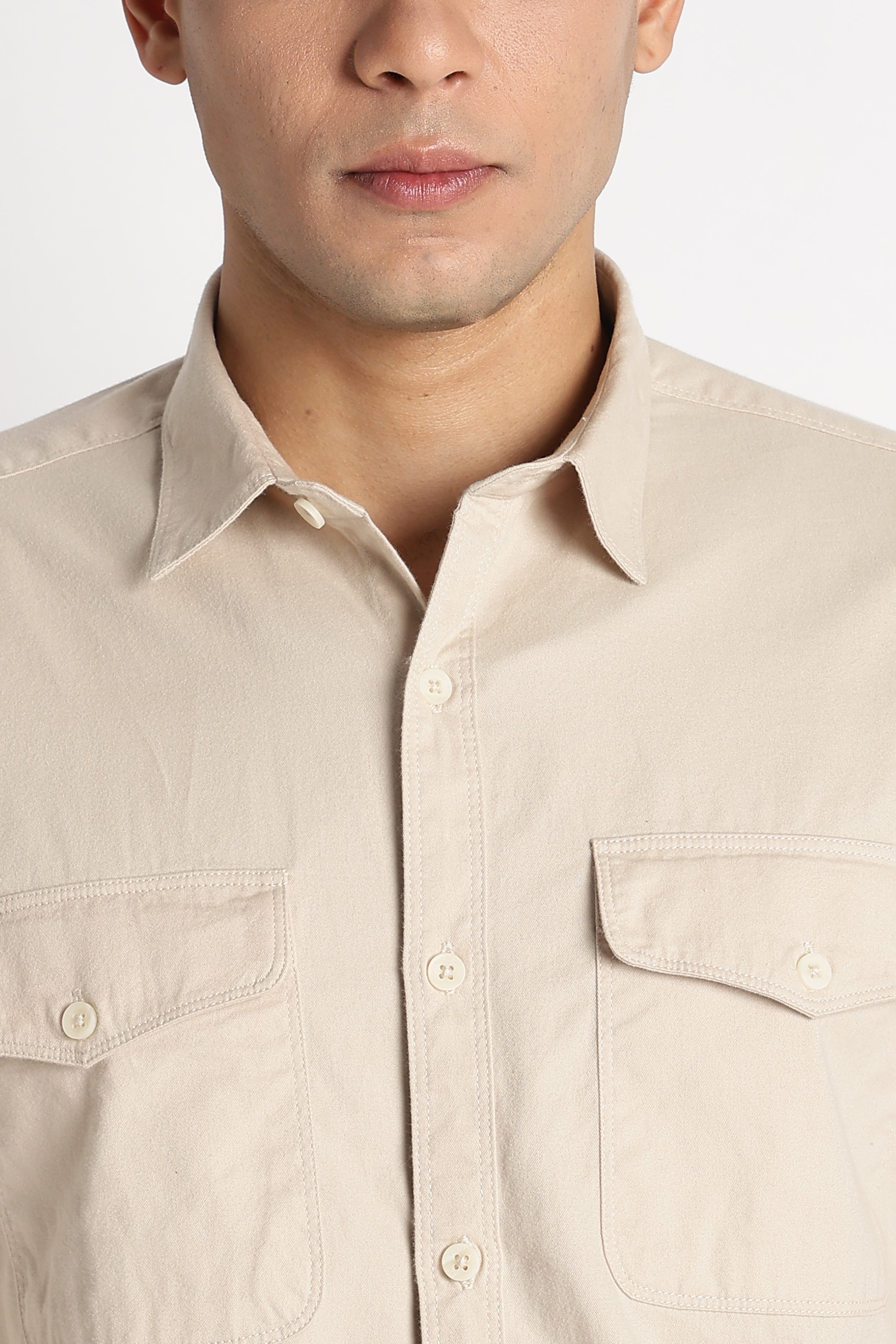 Men Solid Utility Casual Shirt
