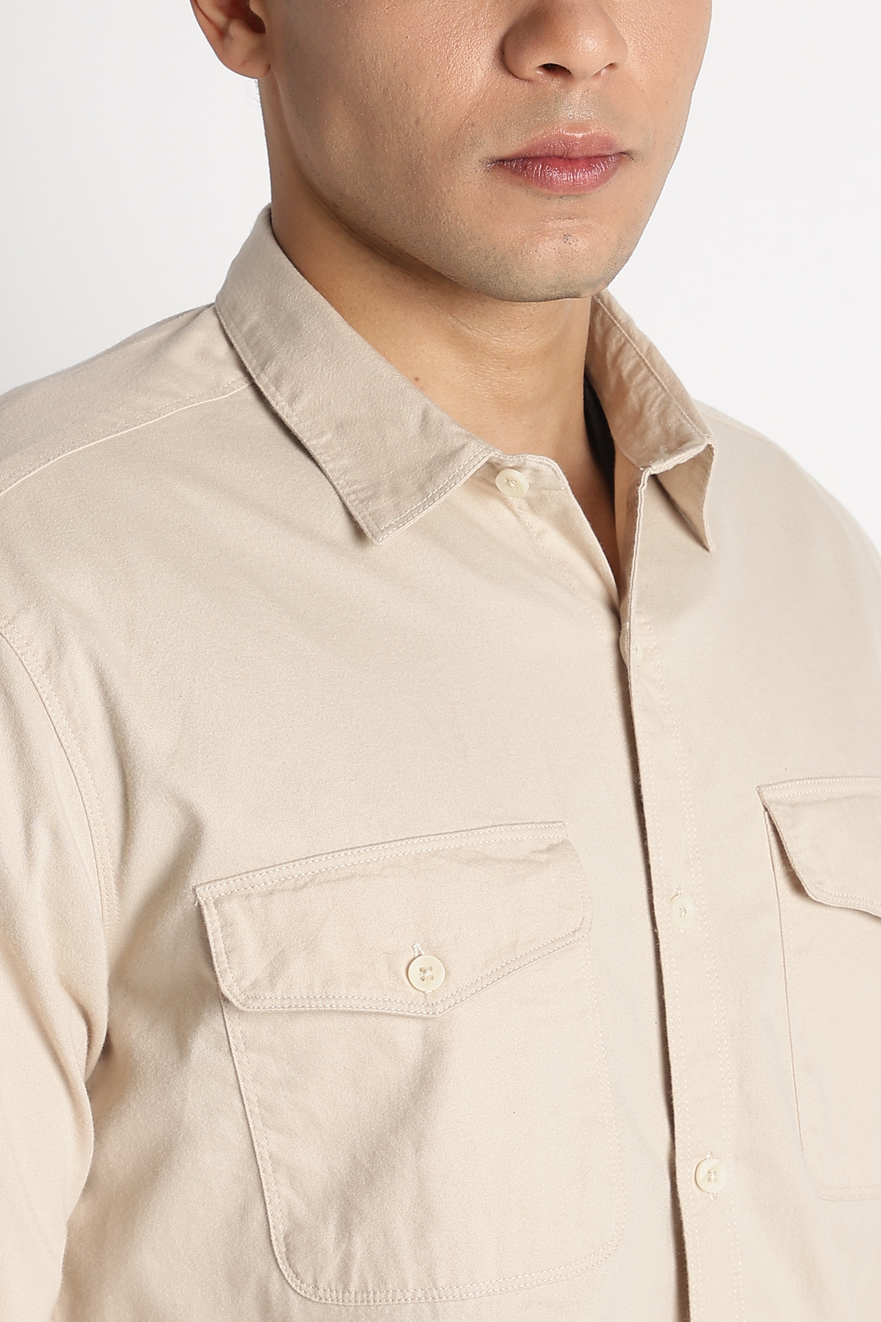 Men Solid Utility Casual Shirt