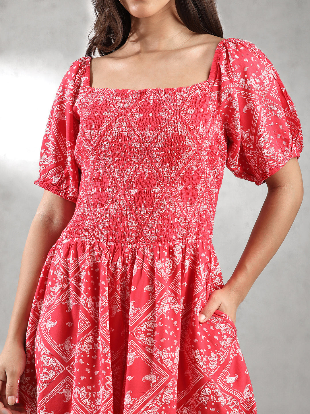 Women Printed Romper with Pockets