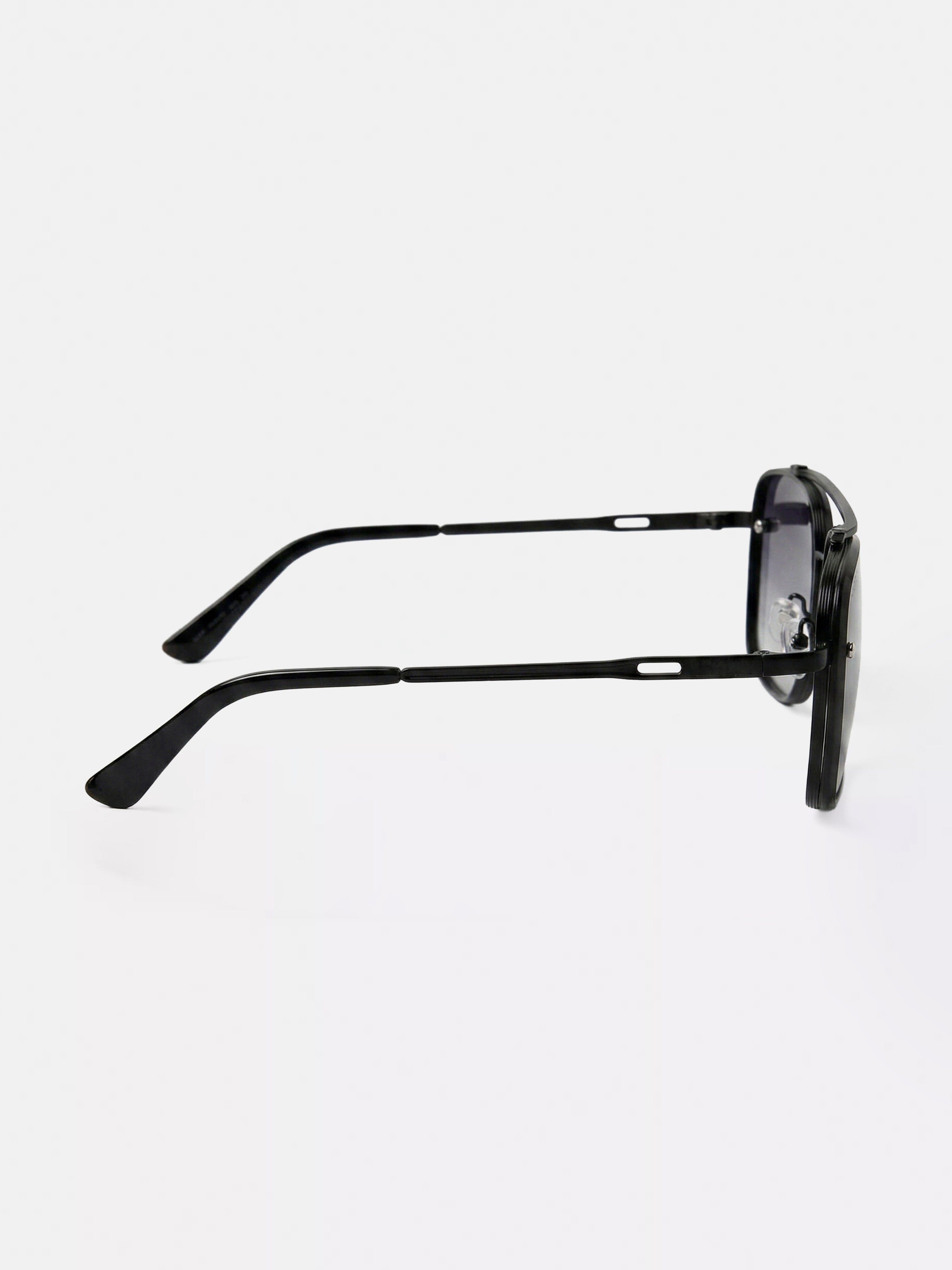 Men Square Aviator Sunglasses with Matte Black Frame and Smoke Grey Gradient Lenses