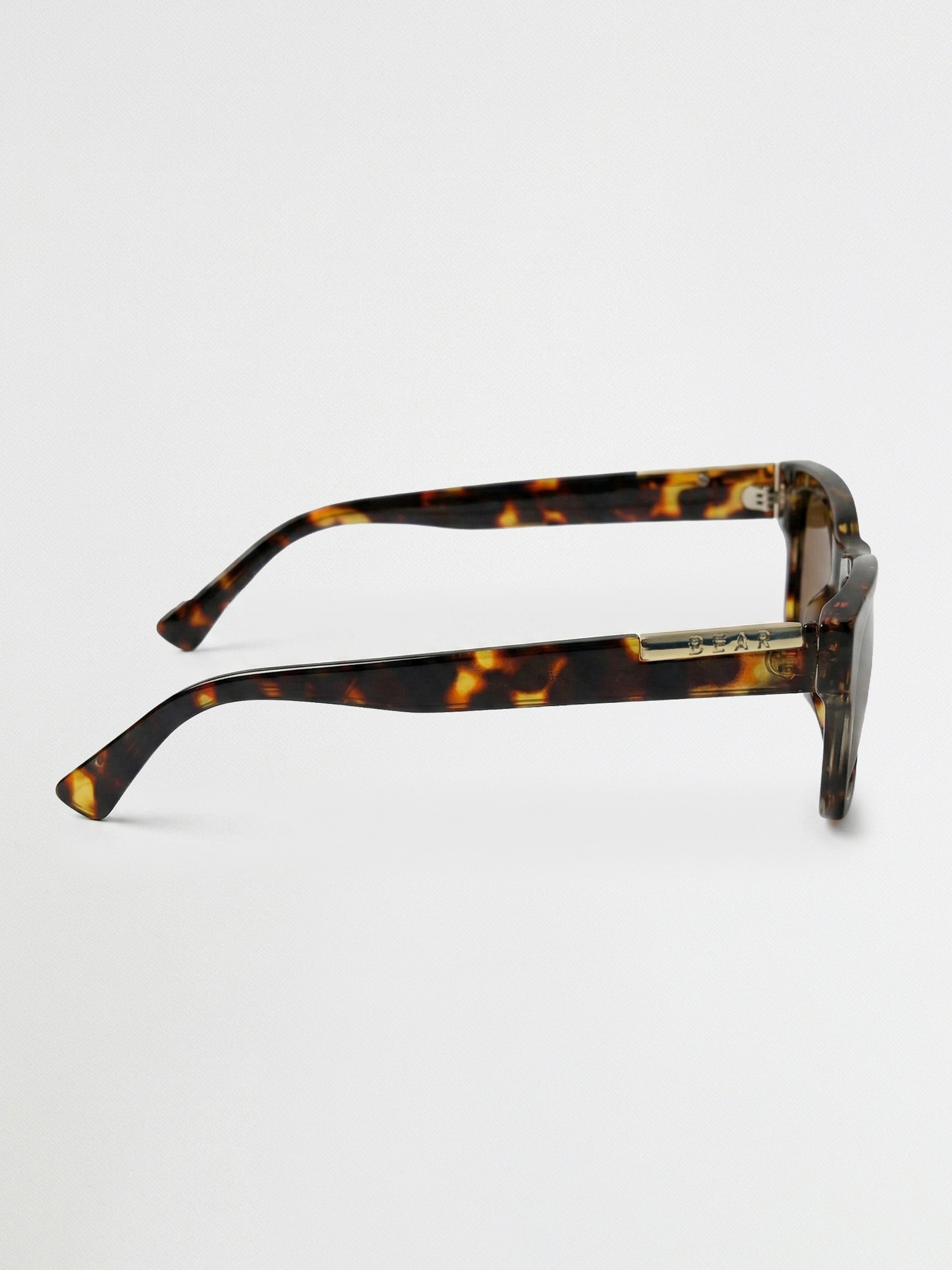 Men Tortoiseshell Rectangular Sunglasses with Gold Accent & Smoke Brown Lenses