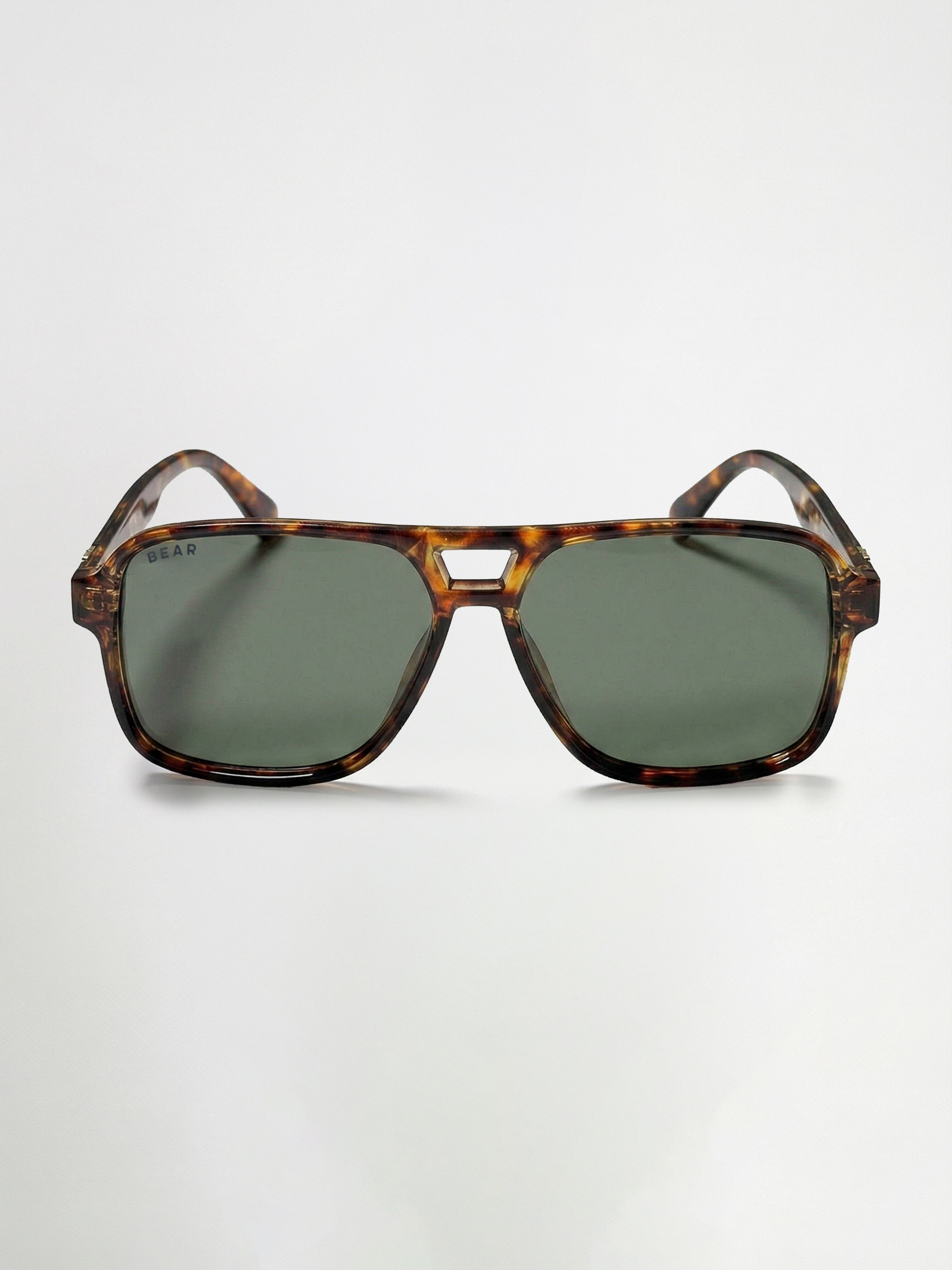 Men Wayfarer Full-Rim Sunglasses with Tortoiseshell Frame and Polarized Olive-Tinted Lenses