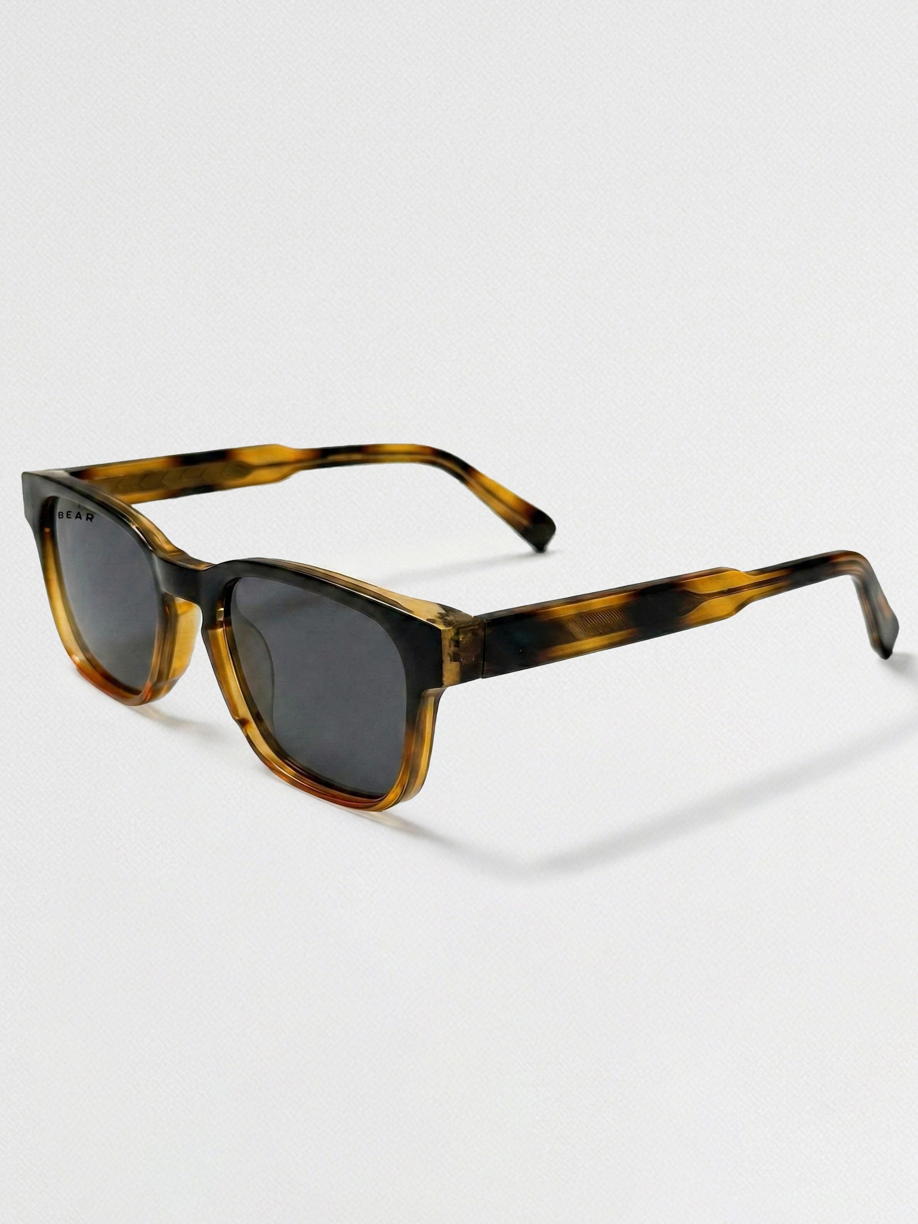 Men Rectangular Sunglasses with Tortoiseshell Frame and Smoke Grey Tinted Lenses