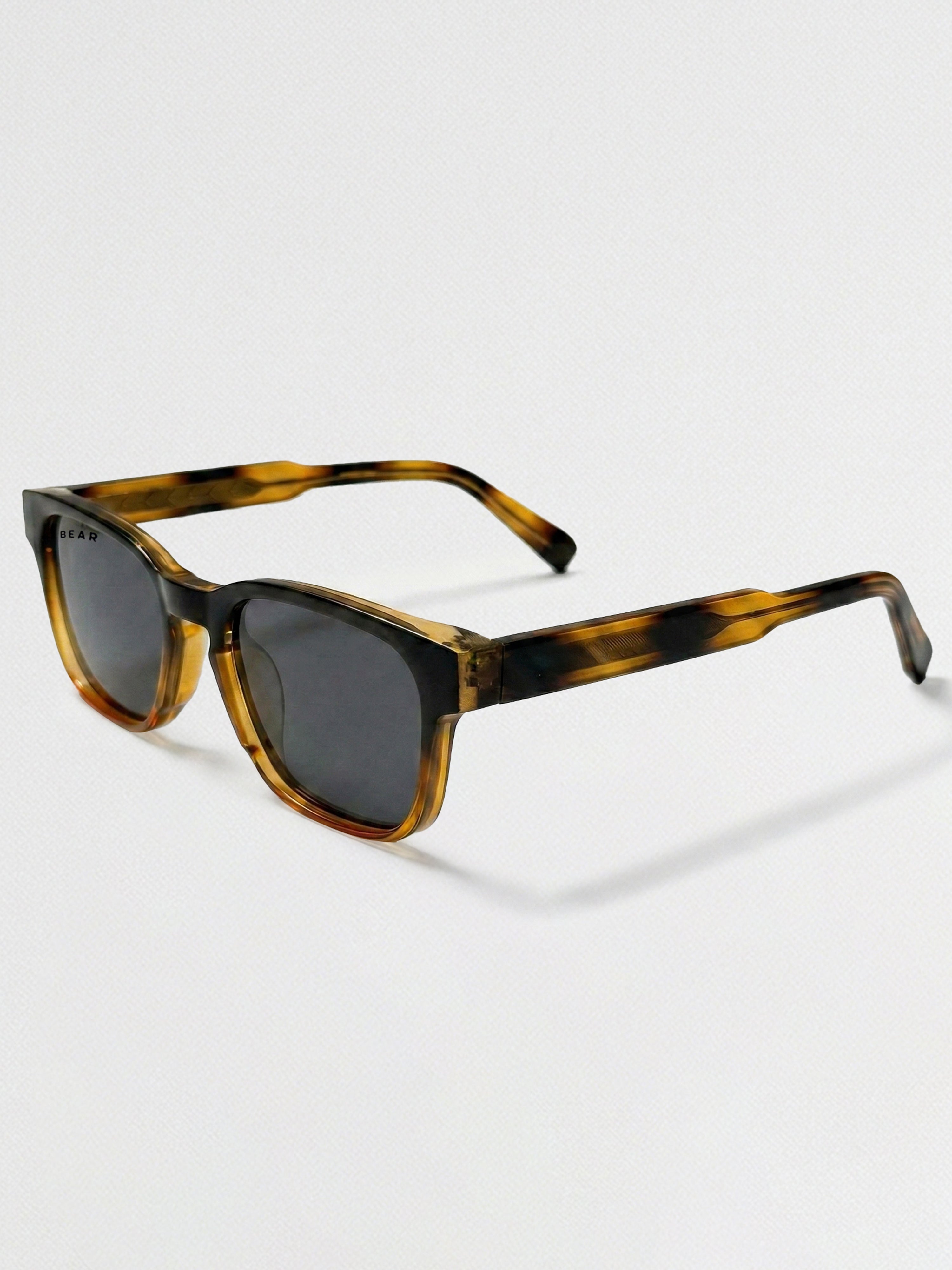 Men Rectangular Sunglasses with Tortoiseshell Frame and Smoke Grey Tinted Lenses