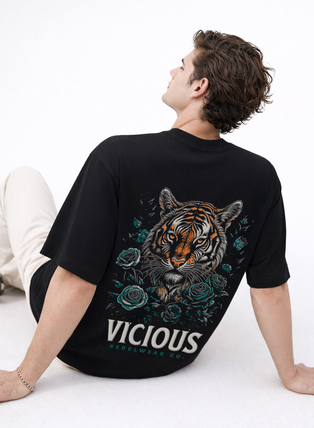 Men Oversize Fit Back Printed T-Shirt