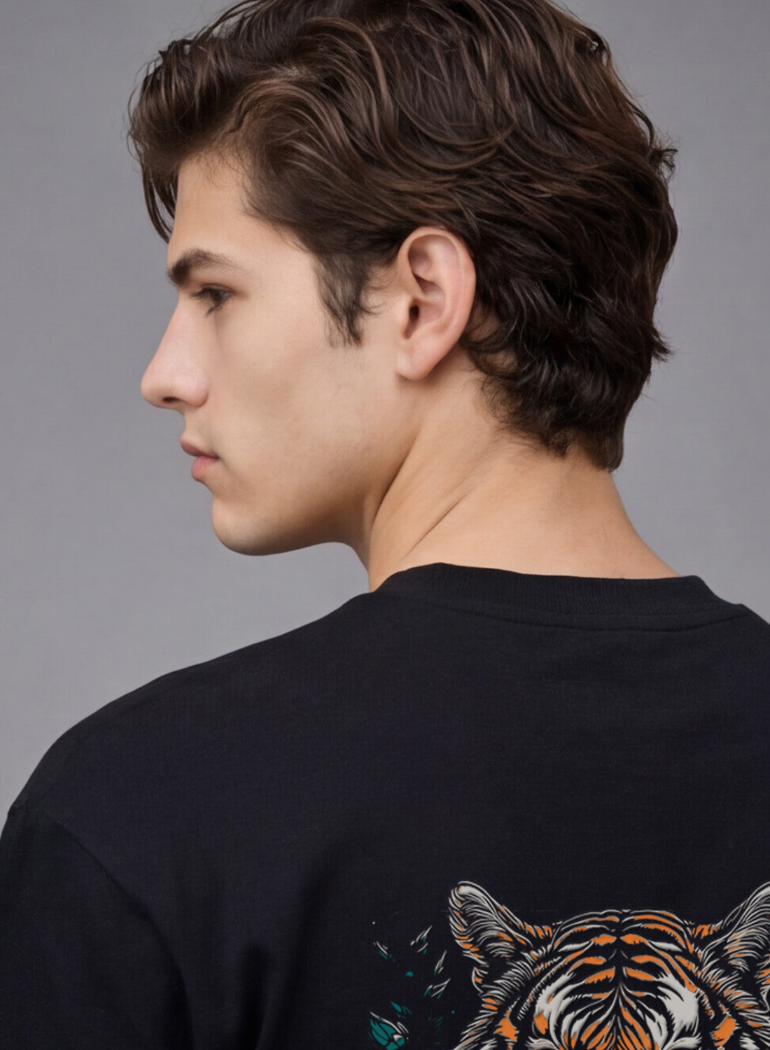 Men Oversize Fit Back Printed T-Shirt