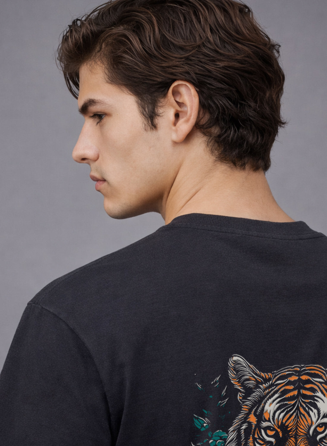 Men Oversize Fit Back Printed T-Shirt