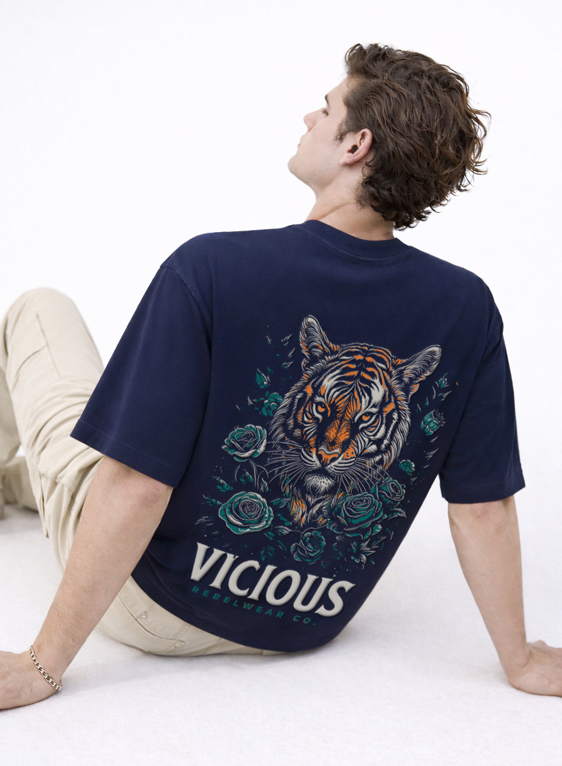 Men Oversize Fit Back Printed T-Shirt
