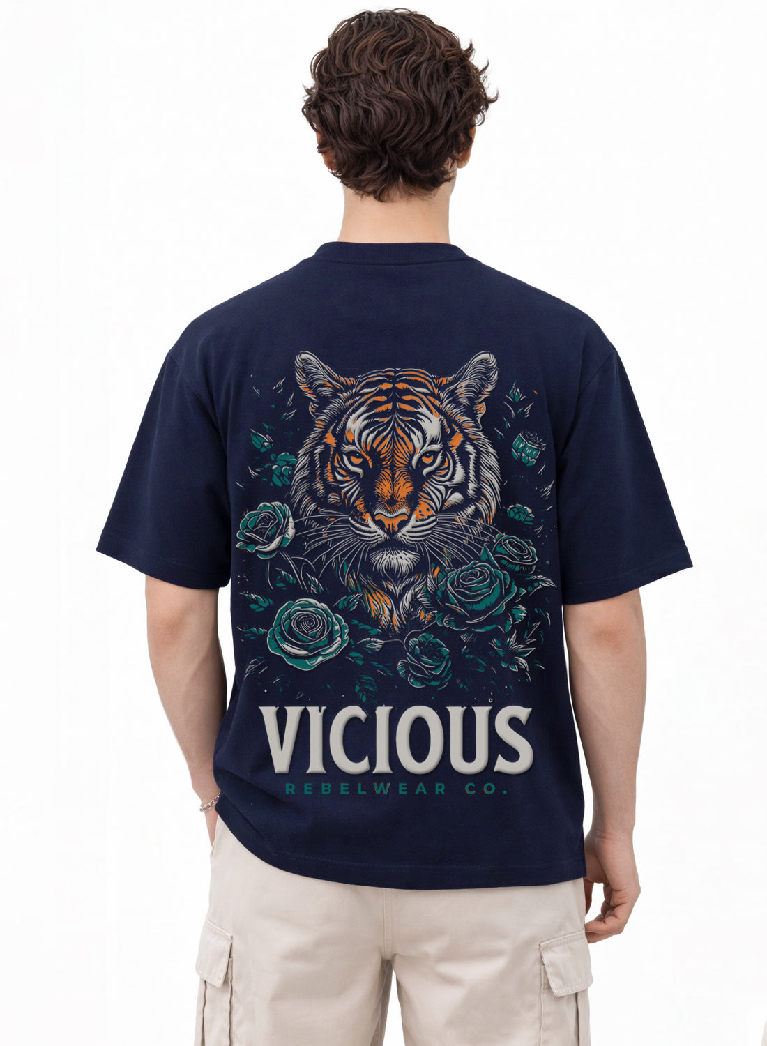 Men Oversize Fit Back Printed T-Shirt