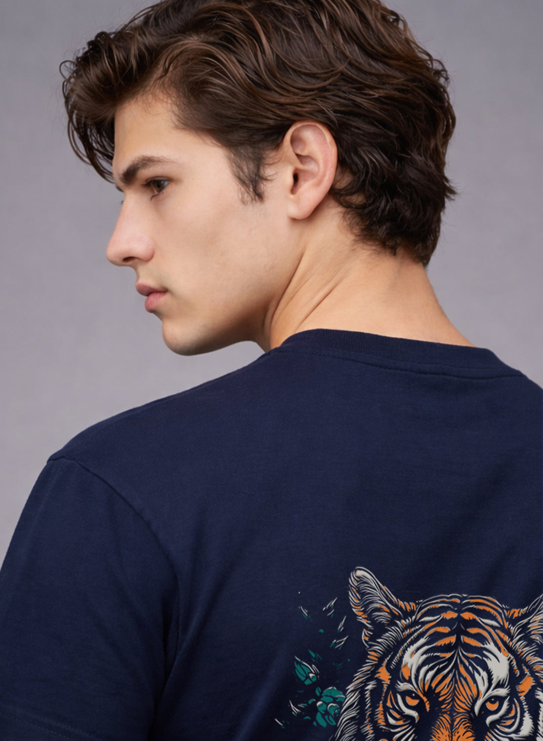 Men Oversize Fit Back Printed T-Shirt