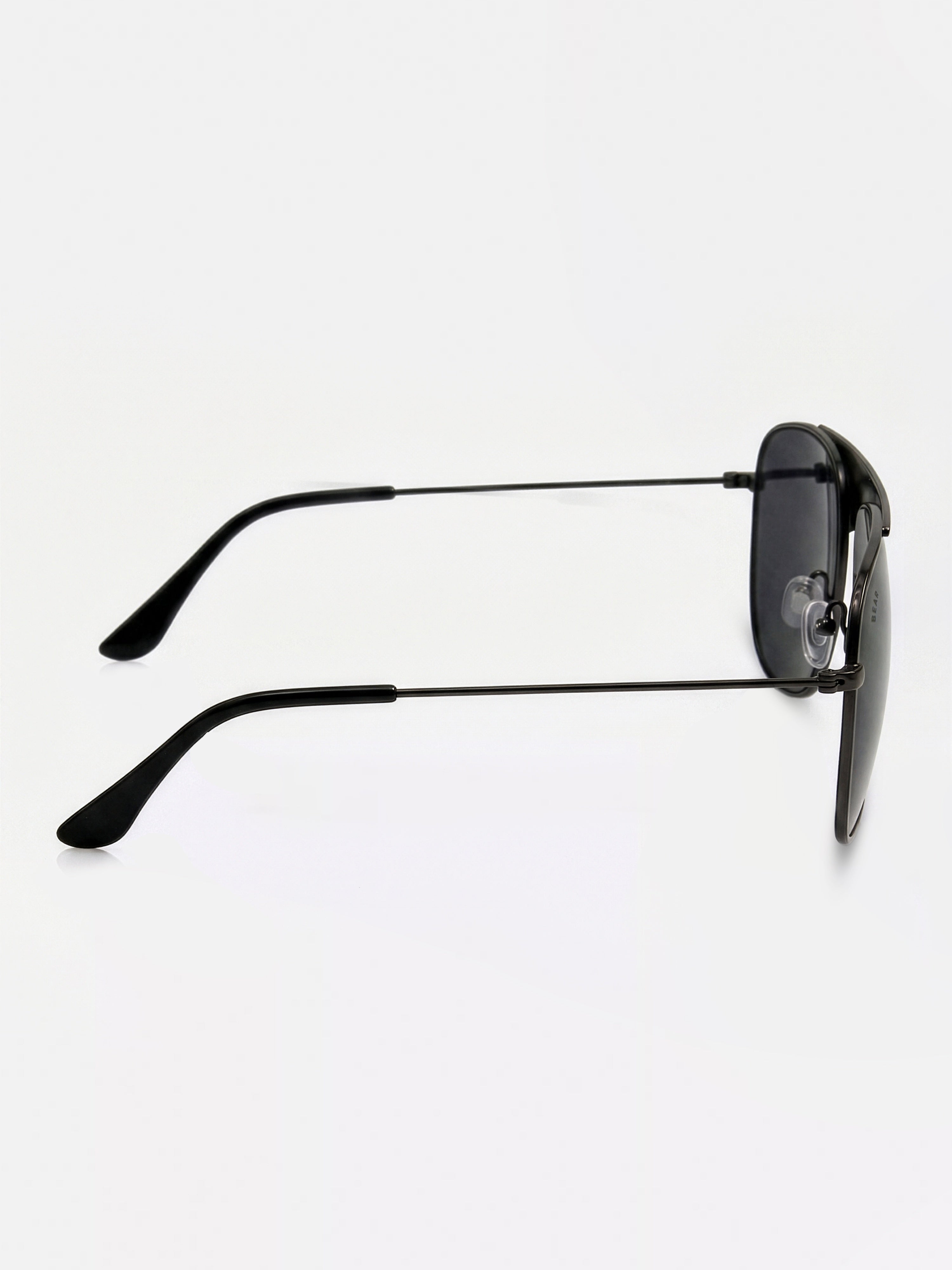 Men Black Metal Square Aviator Sunglasses with Grey Tinted Lenses