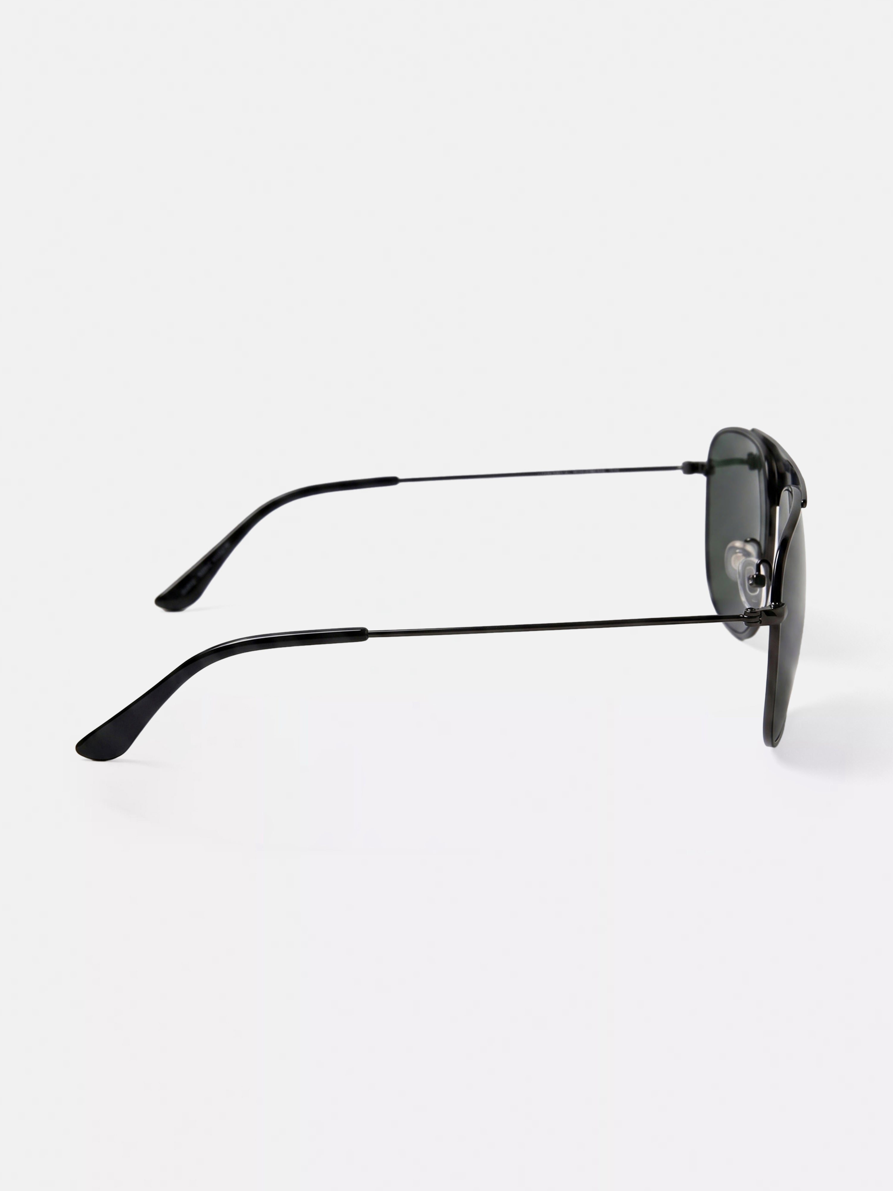 Men Black Metal Square Aviator Sunglasses with Green Tinted Lenses