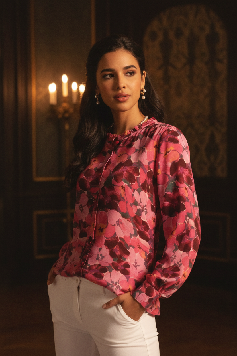 Women Blossom Print Relaxed Shirt