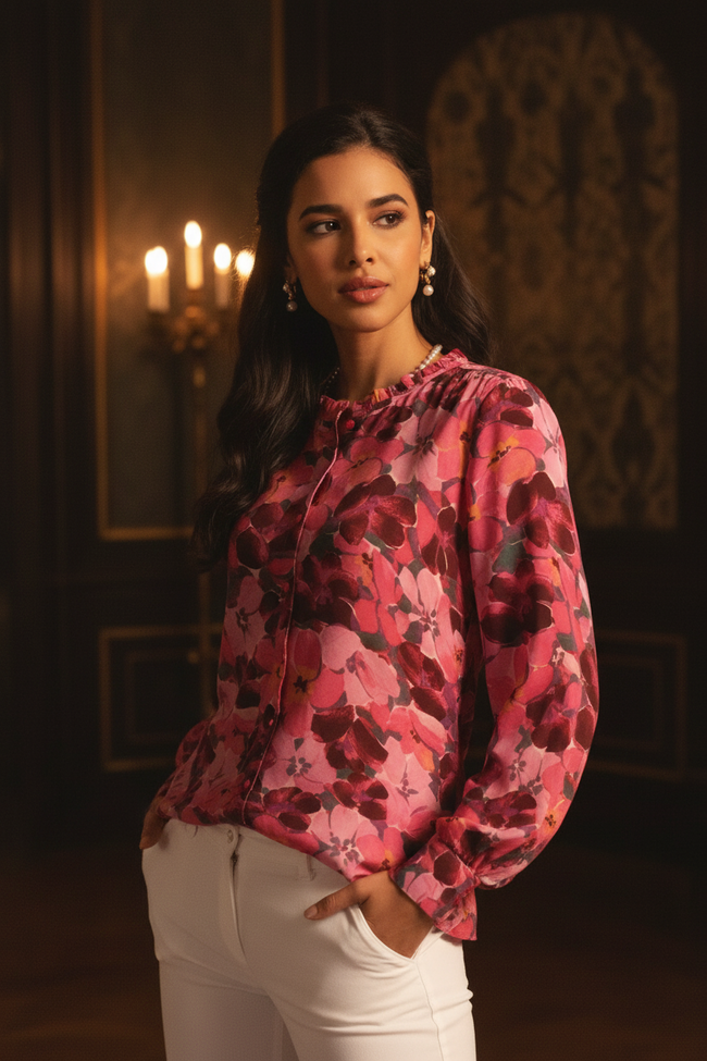 Women Blossom Print Relaxed Shirt
