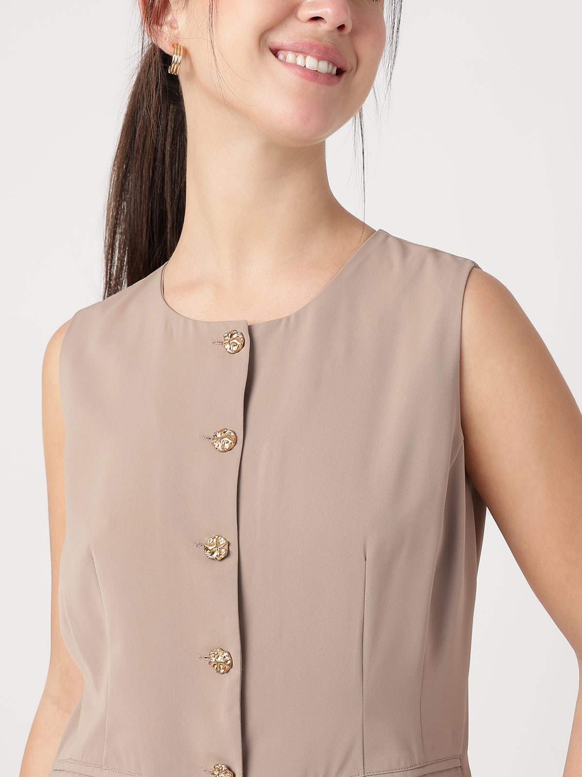 Women Brown Solid Waistcoat