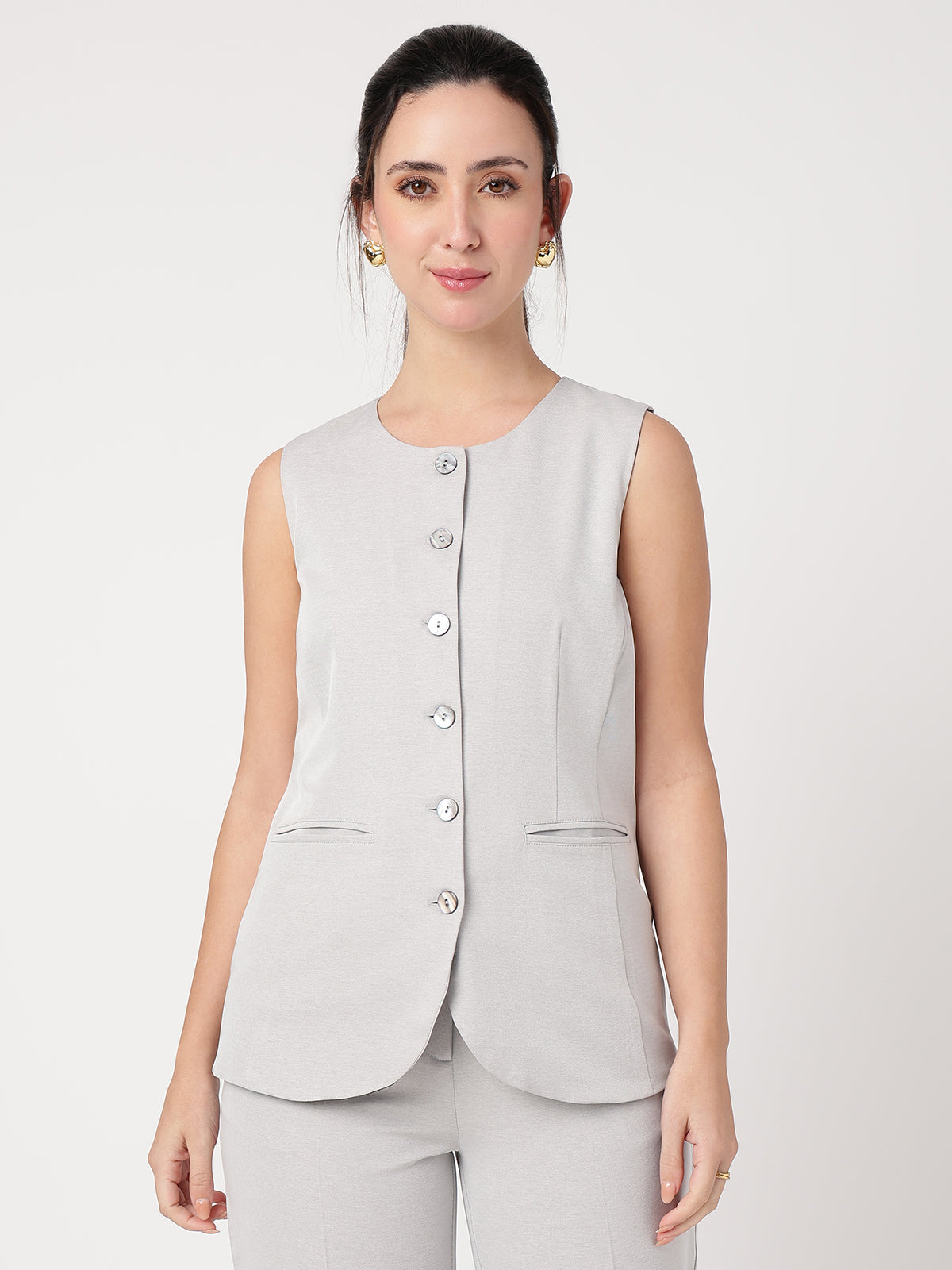 Women Grey Solid Waistcoat