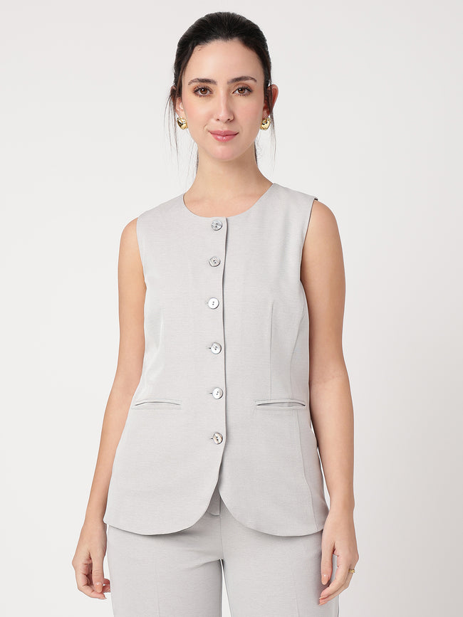 Women Grey Solid Waistcoat