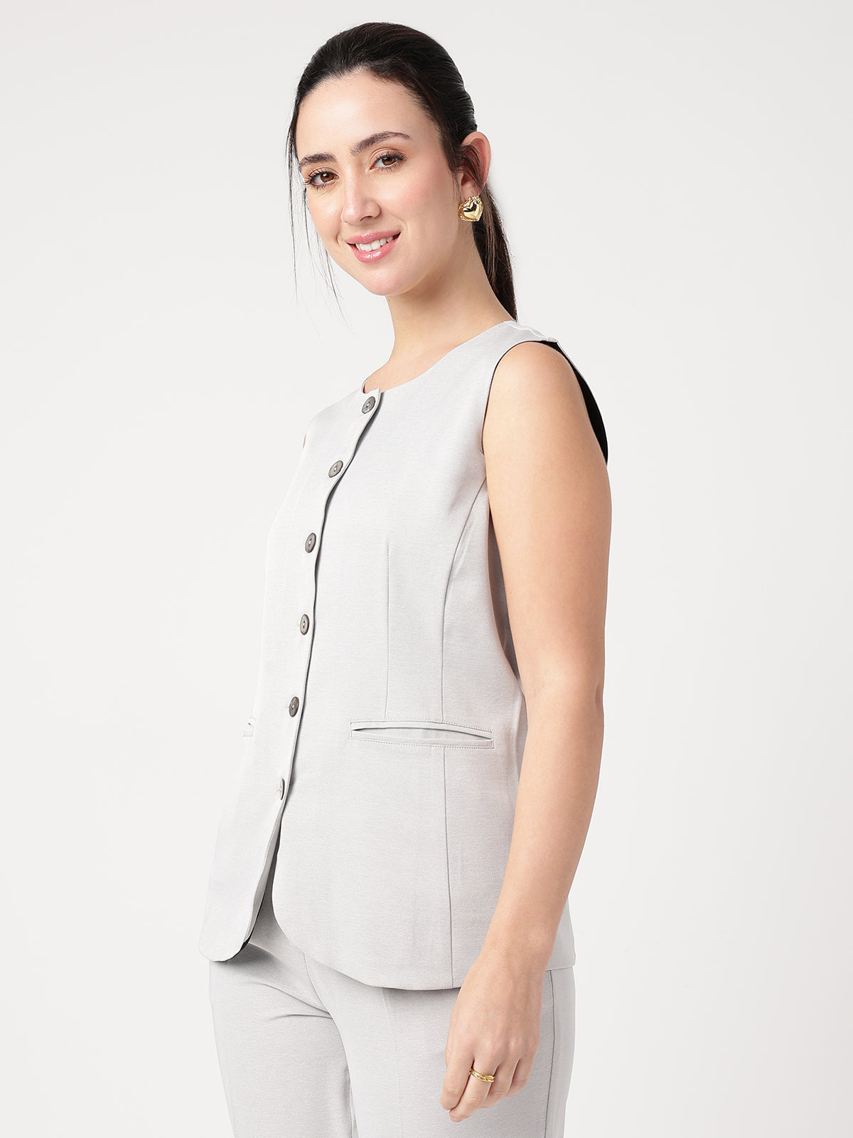 Women Grey Solid Waistcoat