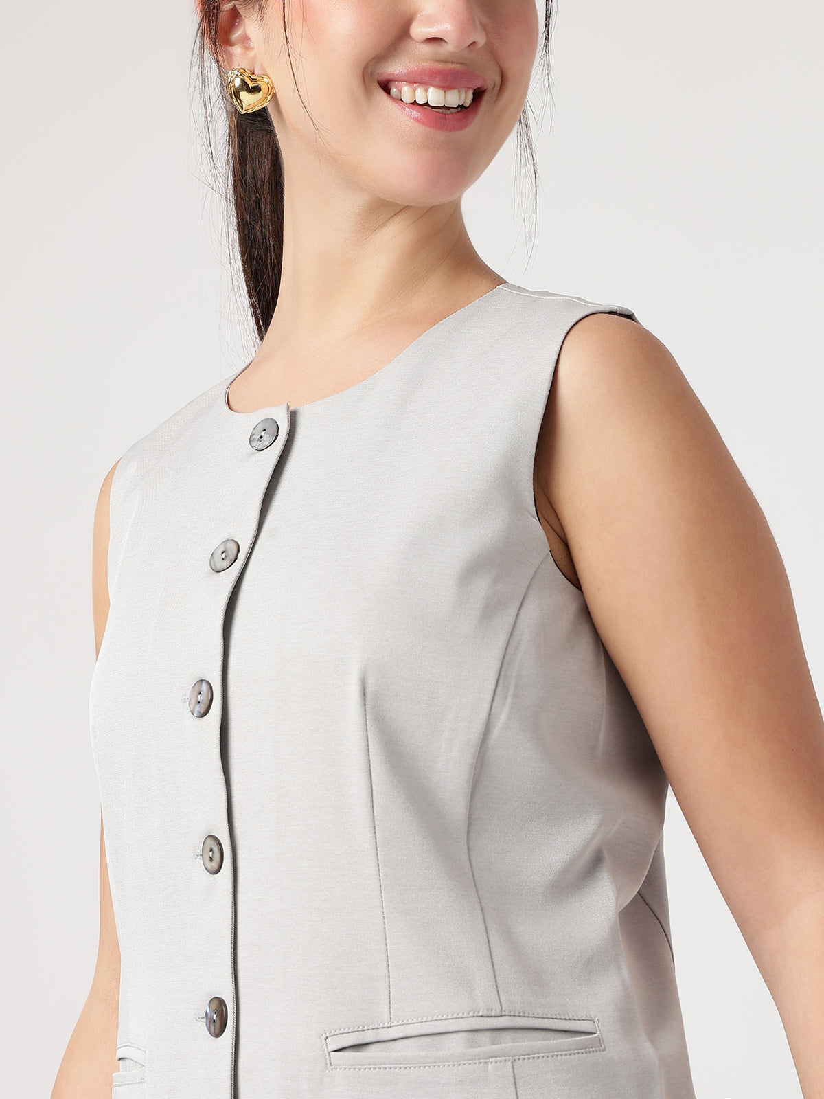 Women Grey Solid Waistcoat