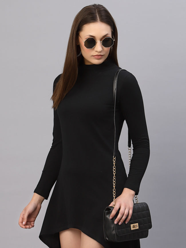 Women Black High Low Dress