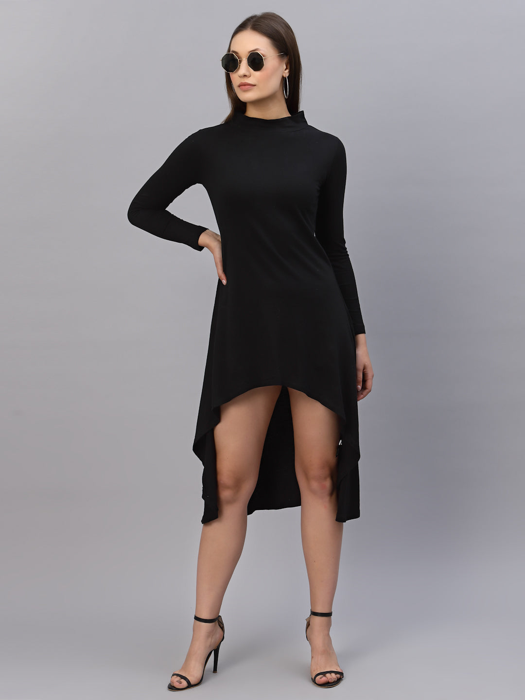 Women Black High Low Dress