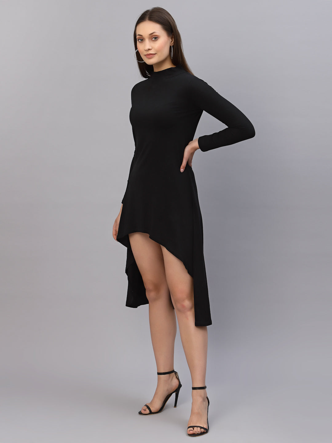 Women Black High Low Dress