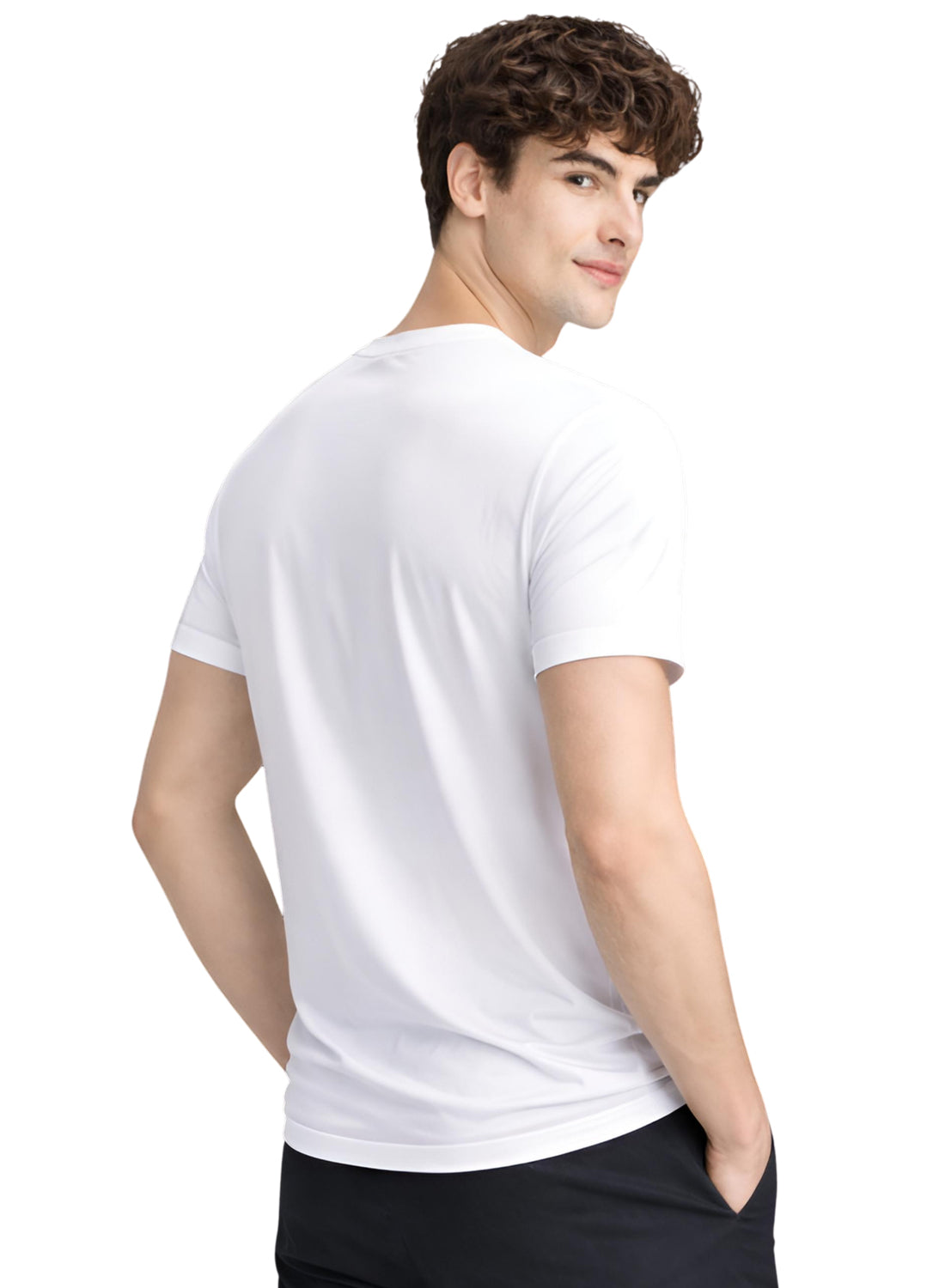 Men White Cotton Printed T-Shirt