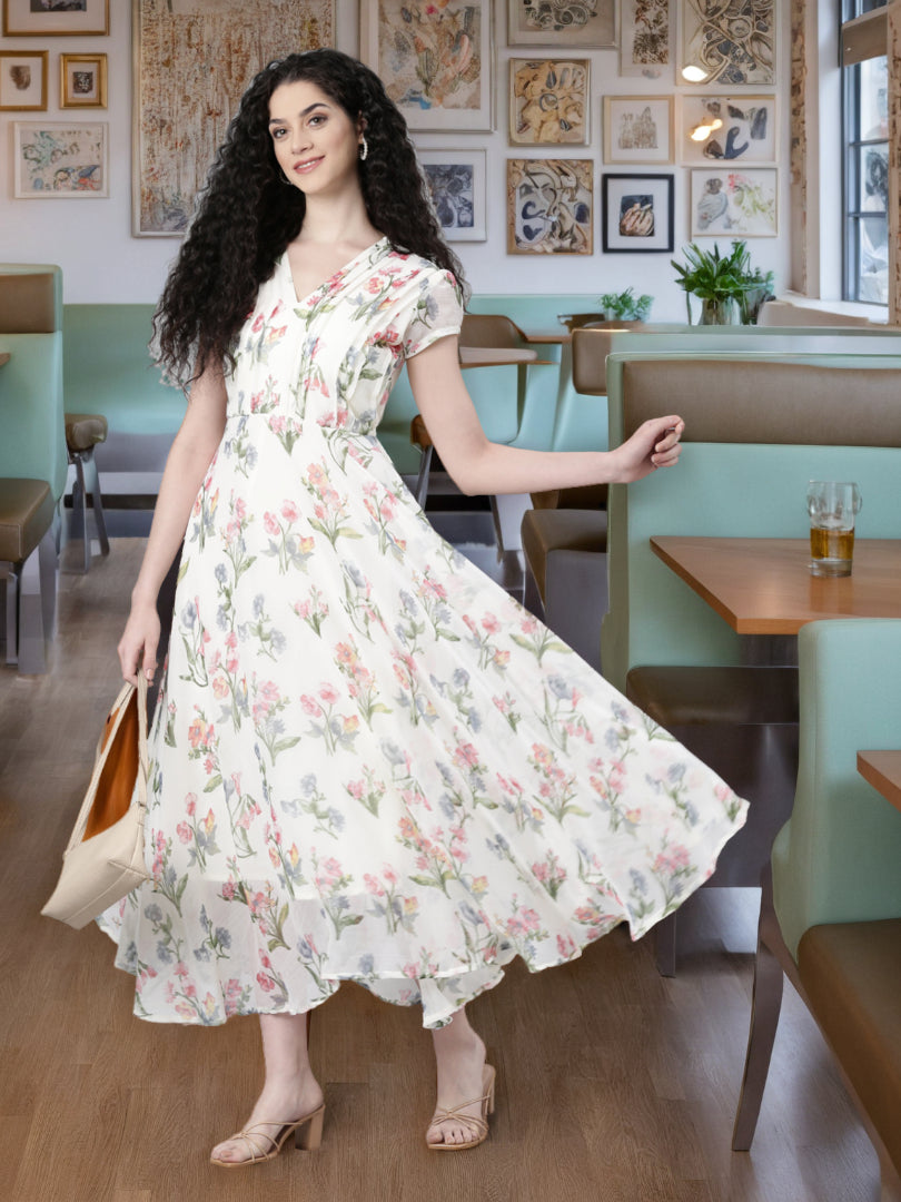 Women Soft Bloom Chiffon Dress