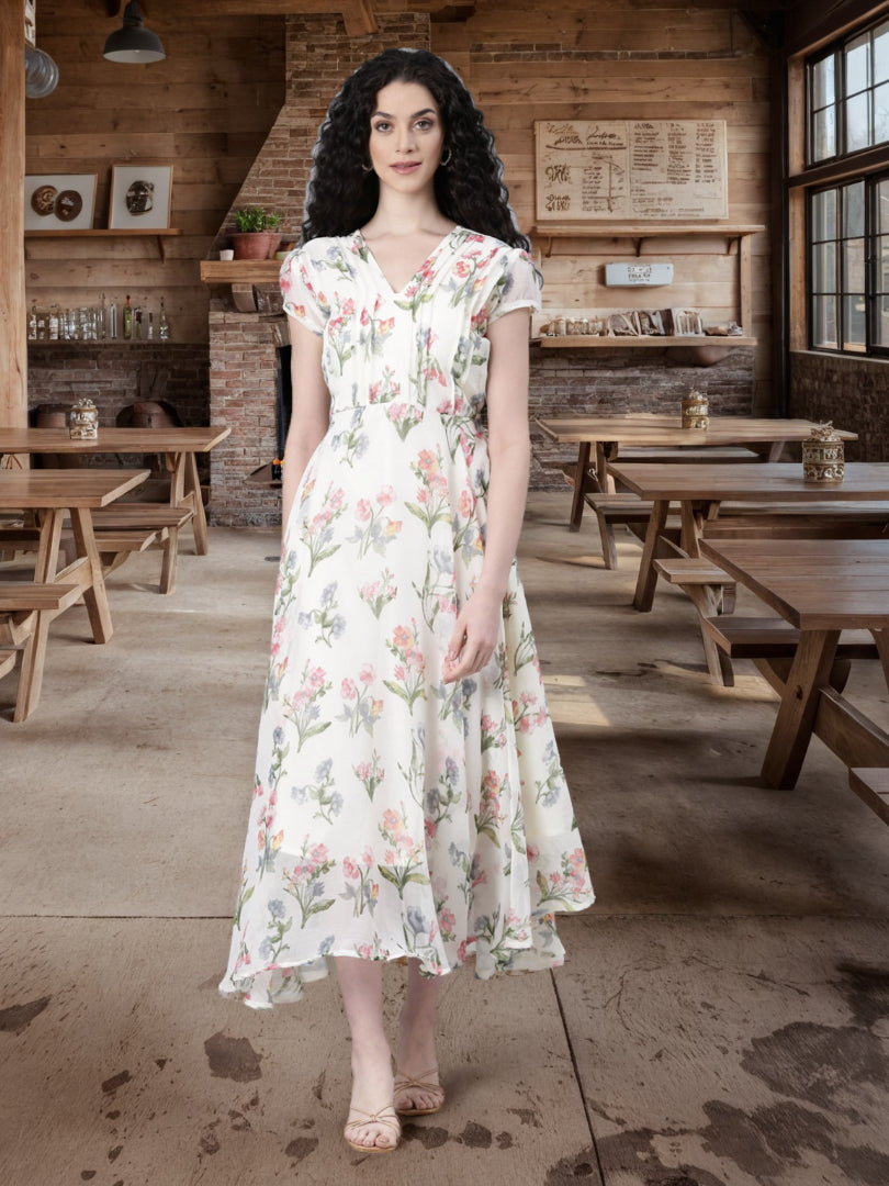 Women Soft Bloom Chiffon Dress
