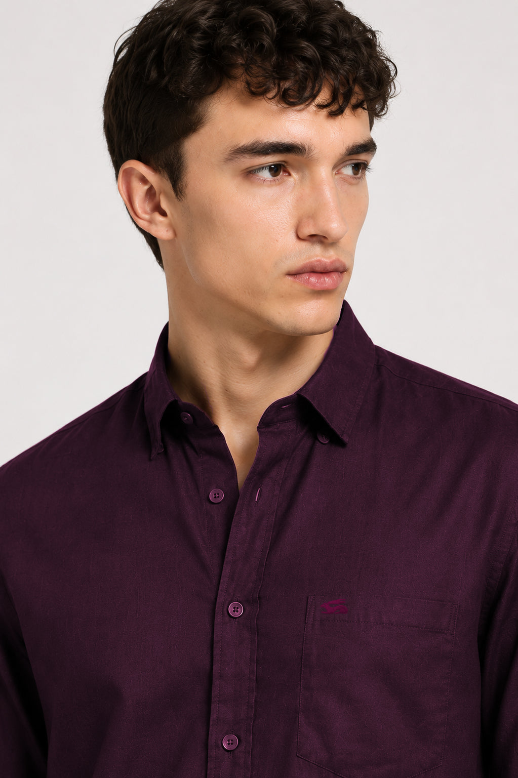Men Wine Linen Shirt