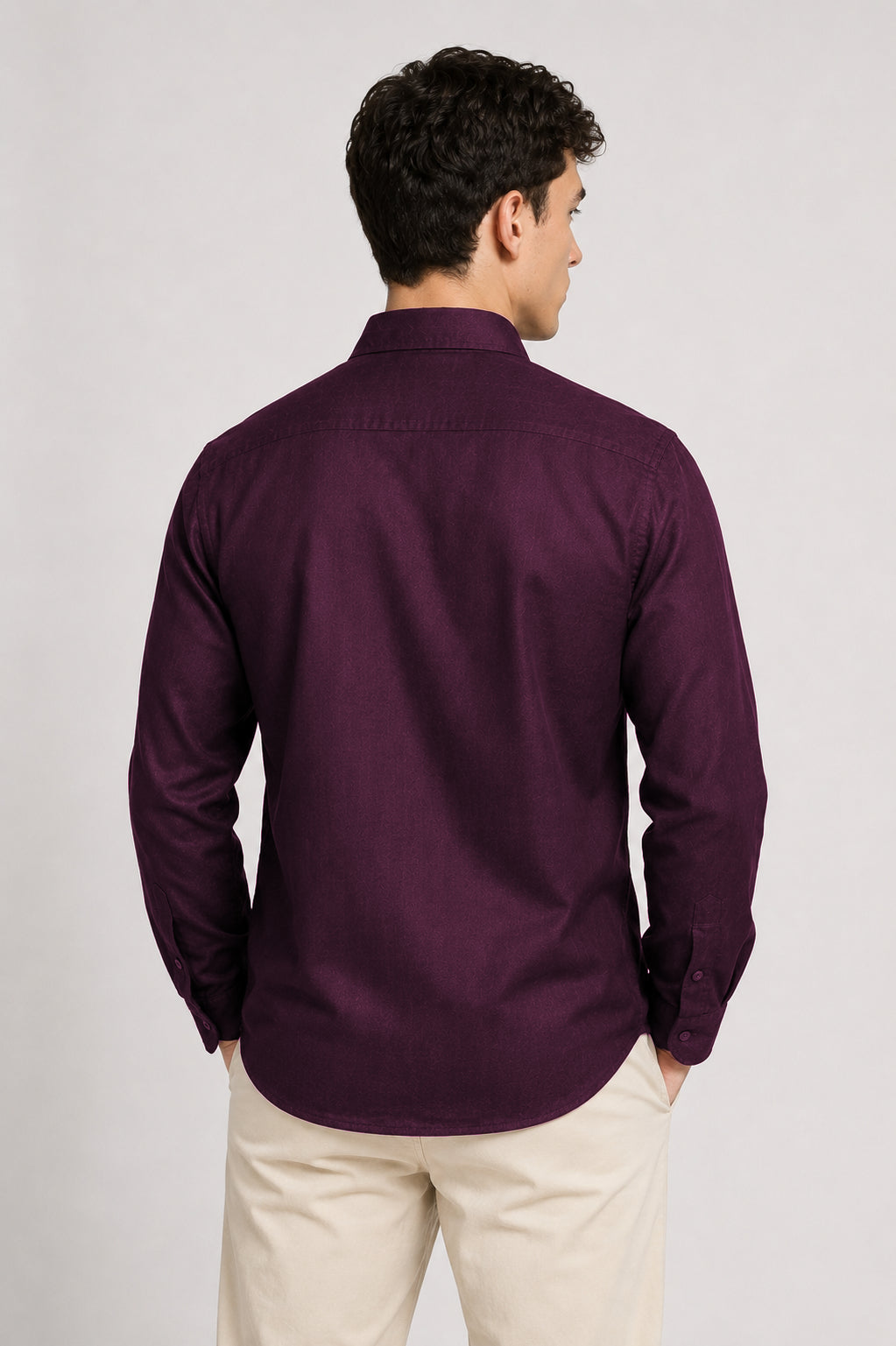 Men Wine Linen Shirt