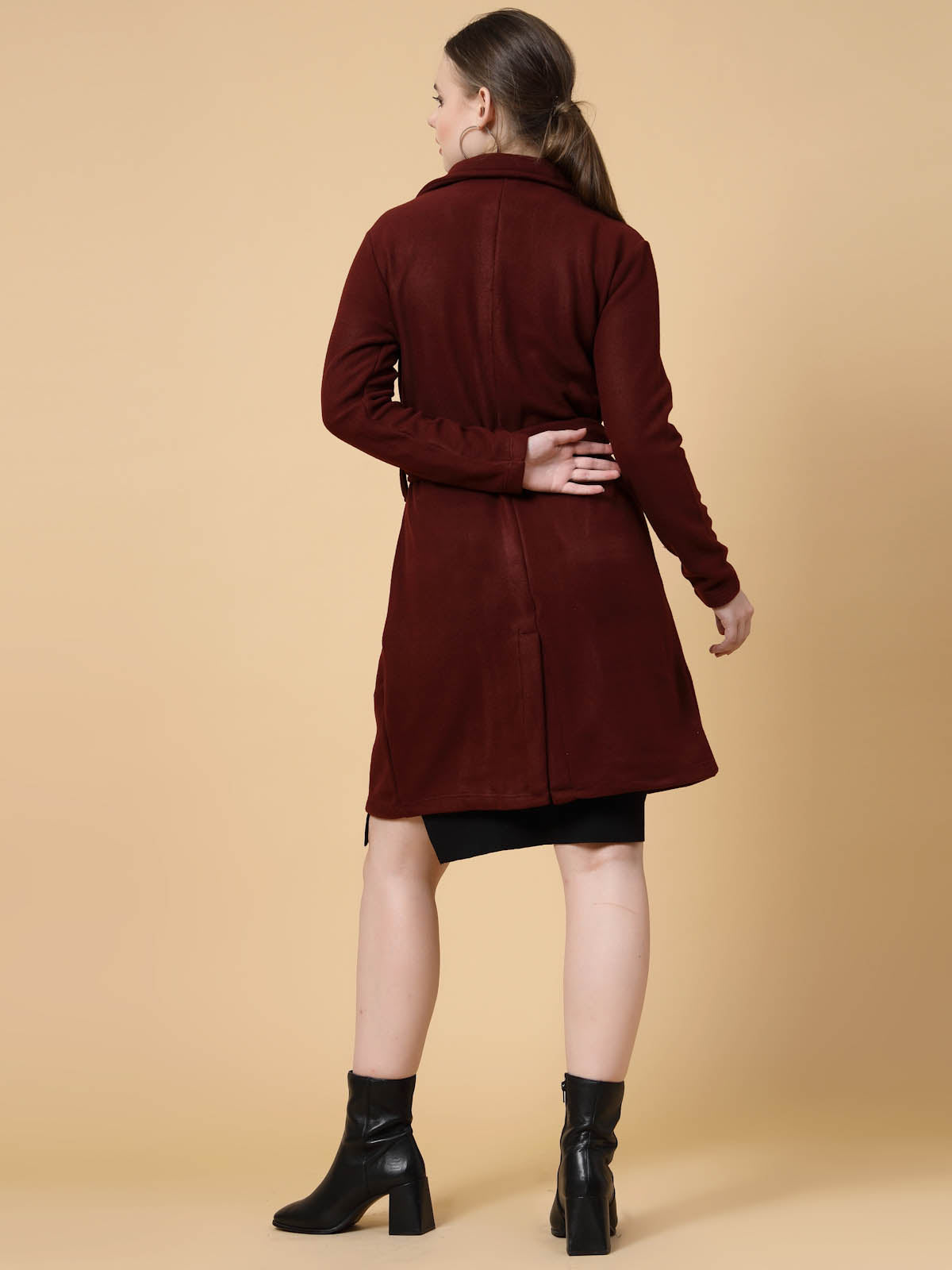 Women Maroon Overcoat