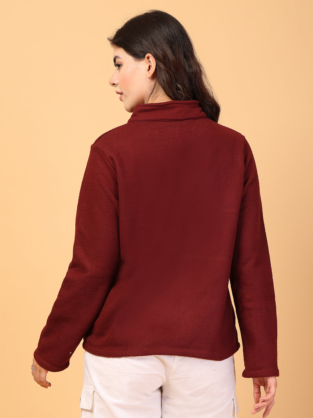 Women Maroon Colourblock Sweatshirt