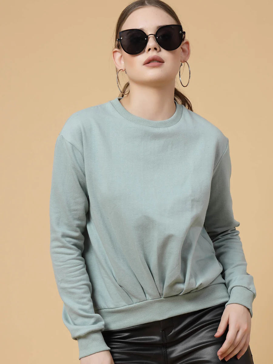 Women Green Printed Sweatshirt